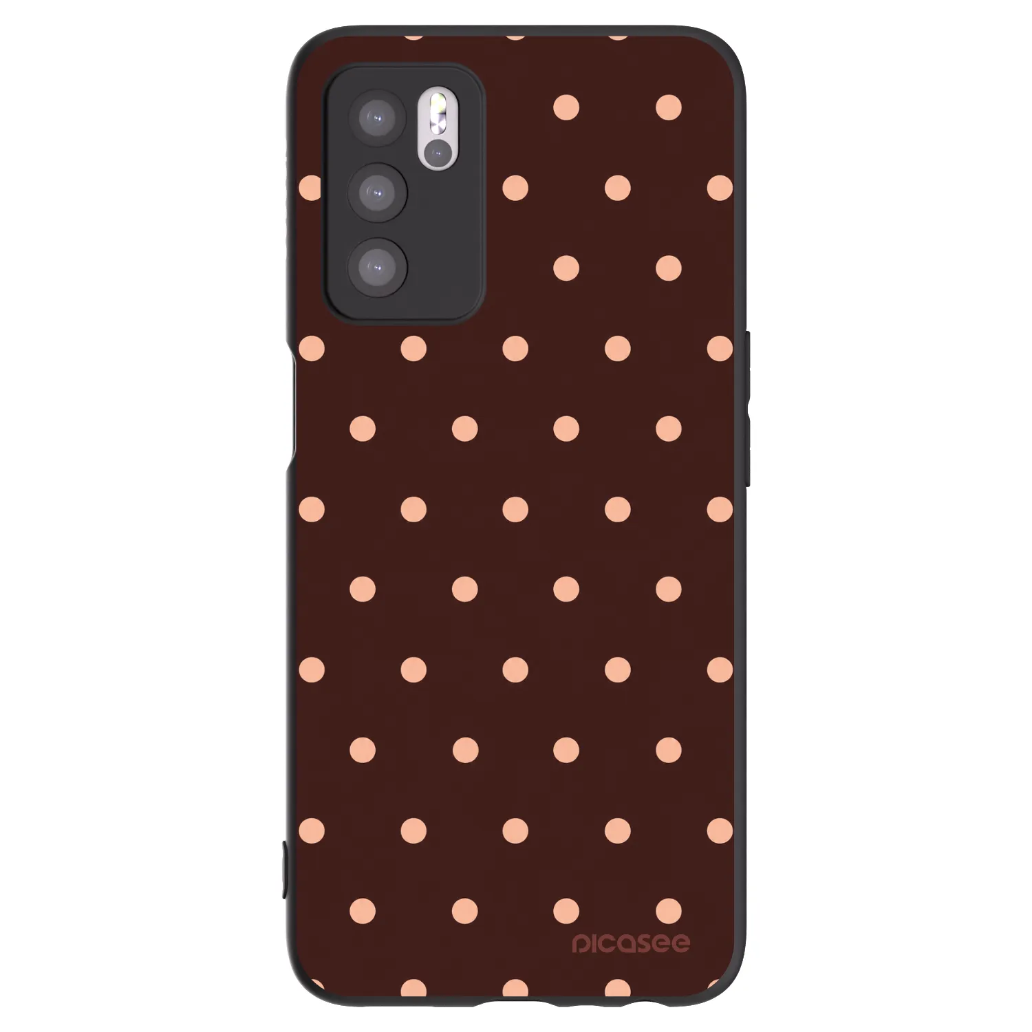 Picasee silikonowe czarne etui na OPPO A16s - Peach Dots & Chocolate