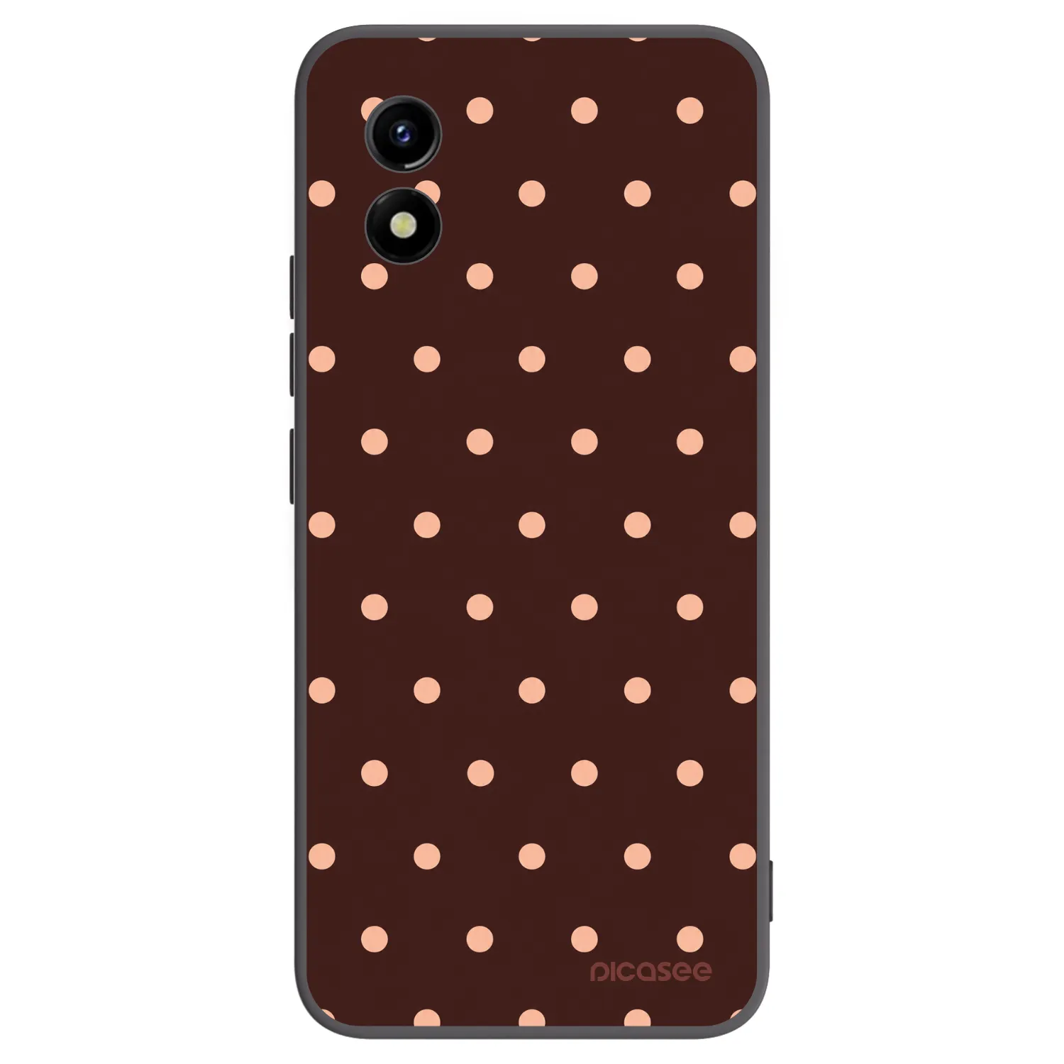 Picasee silikonowe czarne etui na Vivo Y01 - Peach Dots & Chocolate