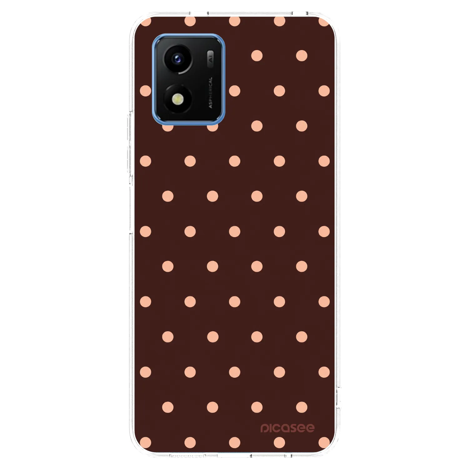 Picasee silikonowe przeźroczyste etui na Vivo Y01 - Peach Dots & Chocolate