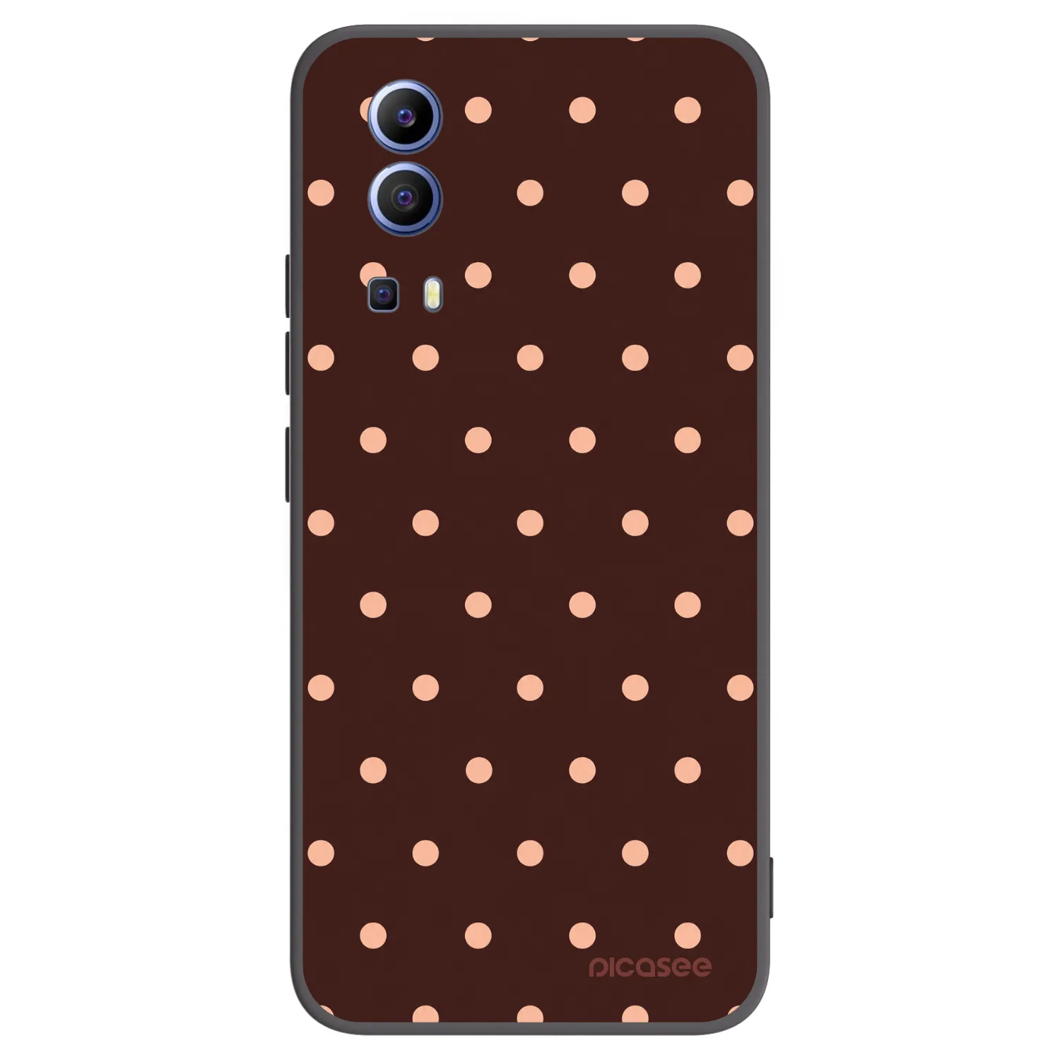 Picasee silikonowe czarne etui na Vivo Y52 5G - Peach Dots & Chocolate