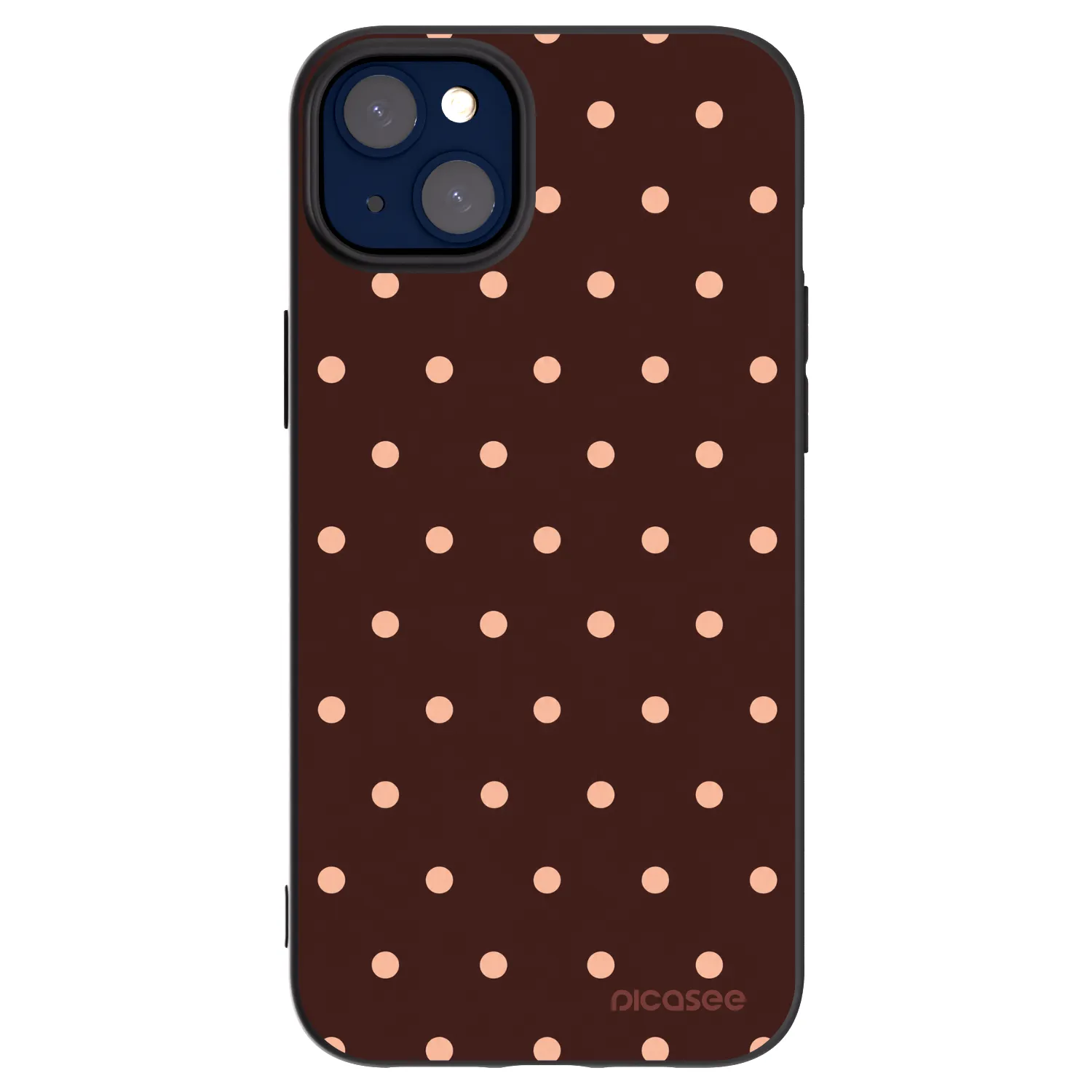 Picasee silikonowe czarne etui na Apple iPhone 14 Plus - Peach Dots & Chocolate