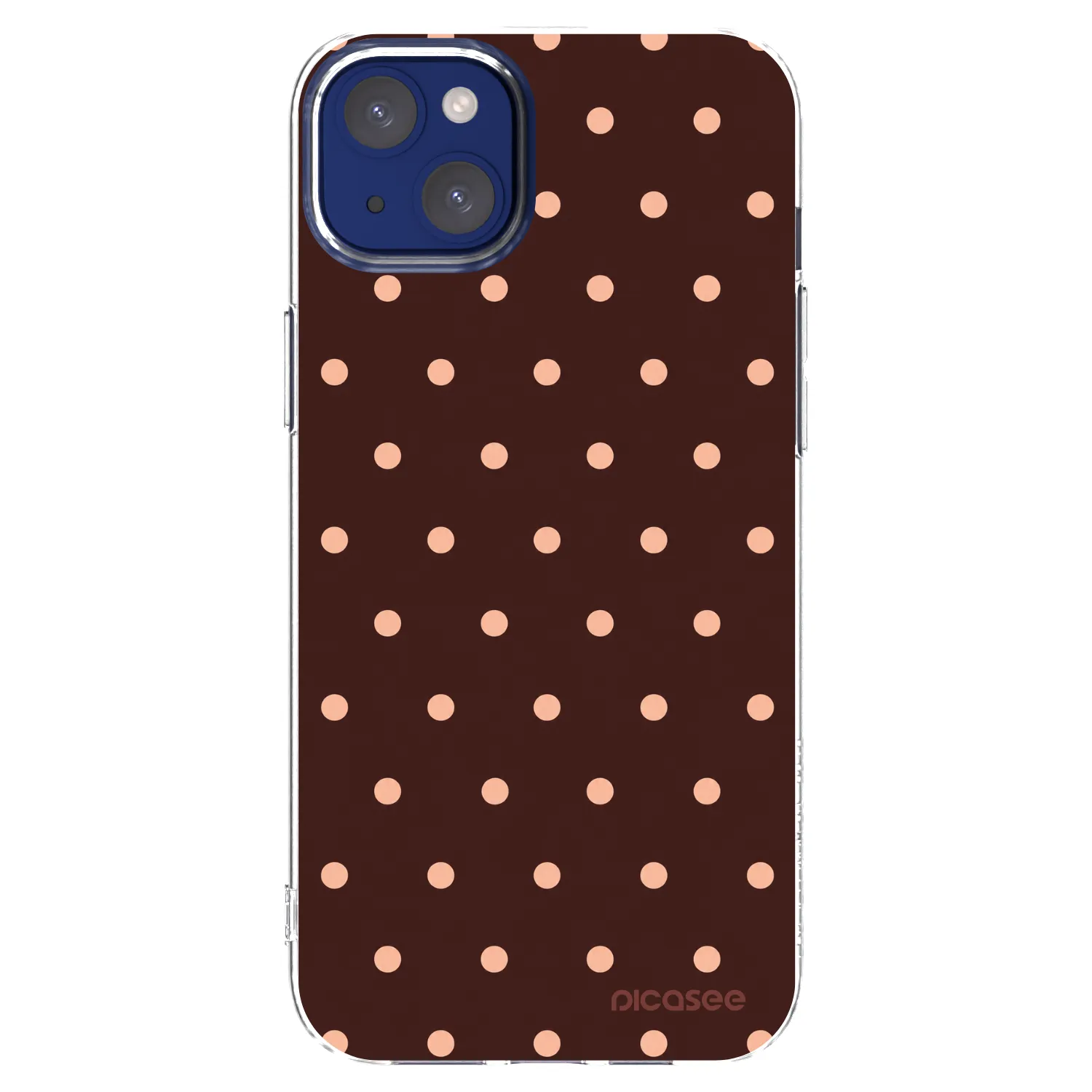 Picasee silikonowe przeźroczyste etui na Apple iPhone 14 Plus - Peach Dots & Chocolate
