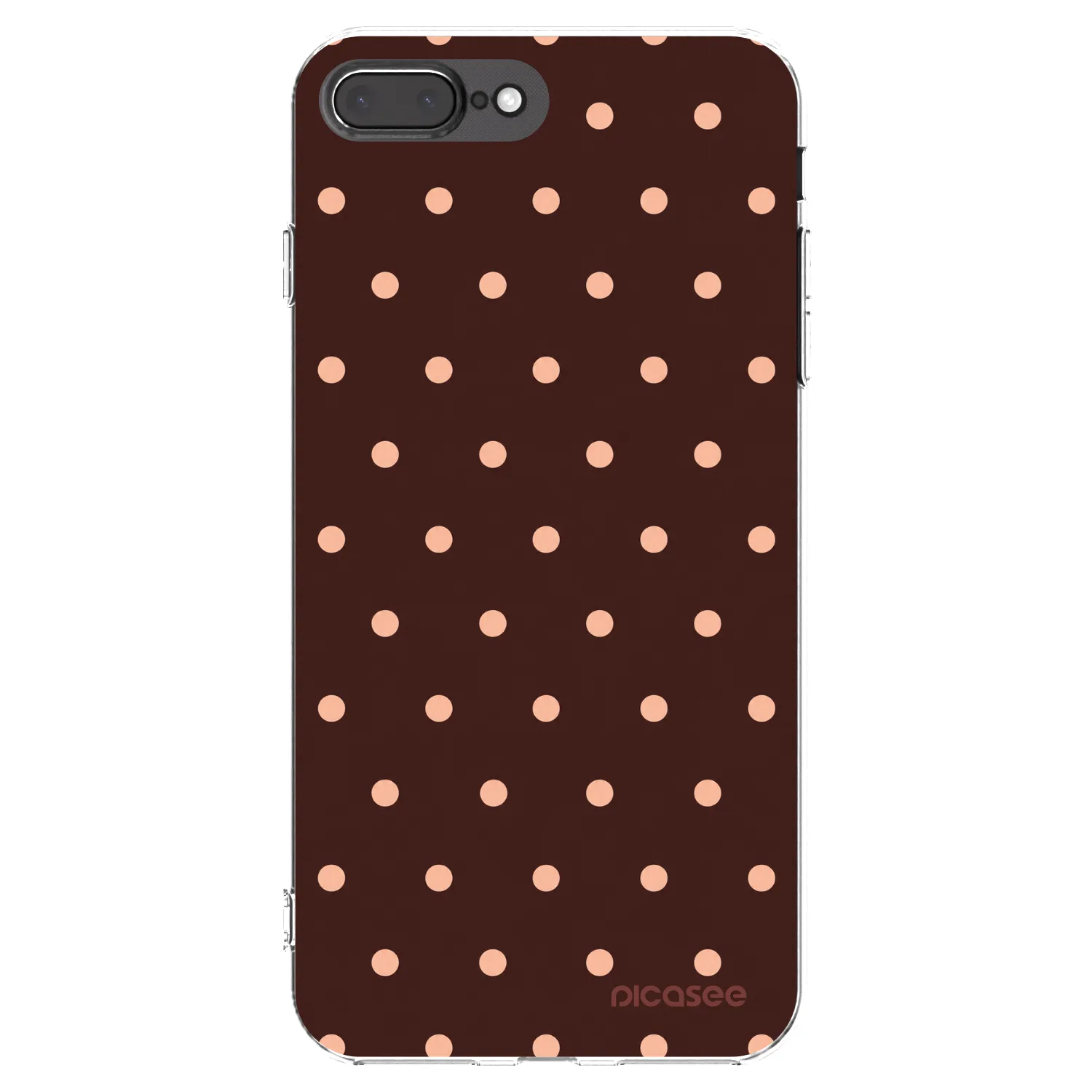 Picasee silikonowe przeźroczyste etui na Apple iPhone 8 Plus - Peach Dots & Chocolate