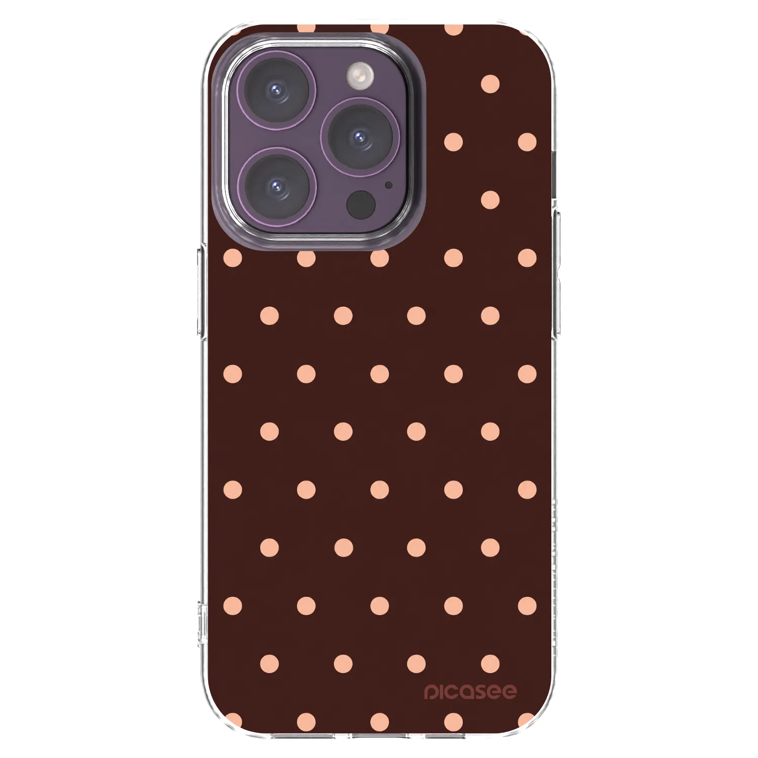 Picasee silikonowe przeźroczyste etui na Apple iPhone 14 Pro - Peach Dots & Chocolate