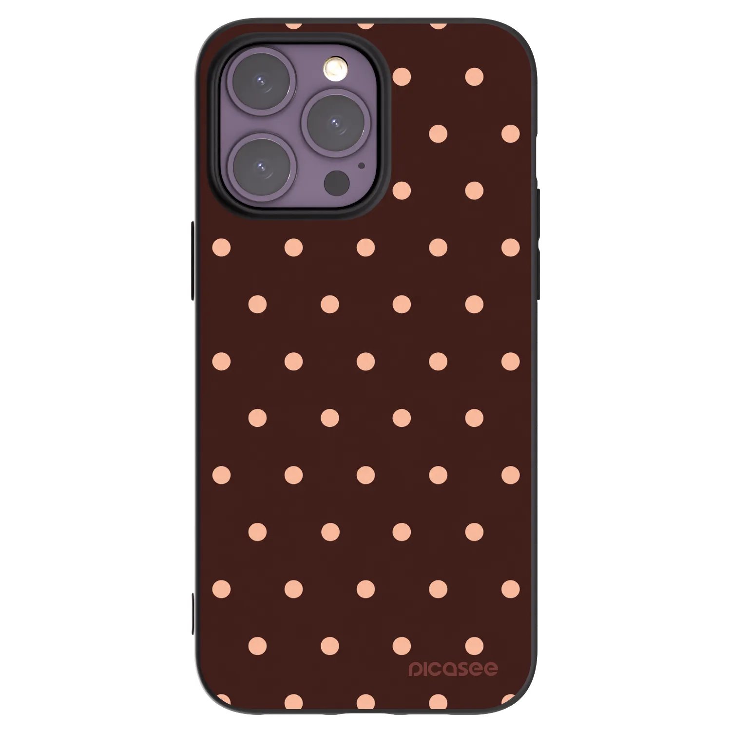 Picasee silikonowe czarne etui na Apple iPhone 14 Pro Max - Peach Dots & Chocolate