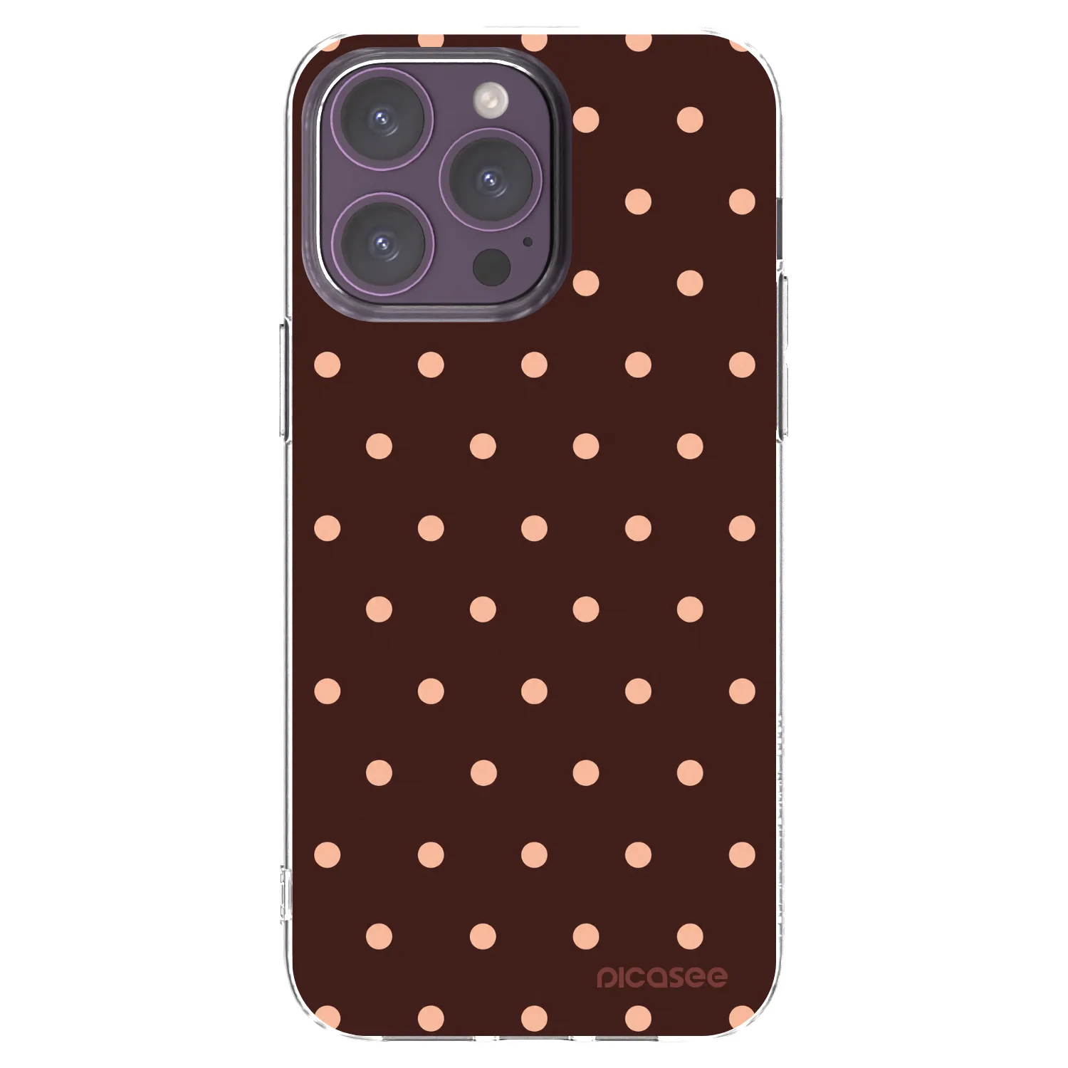 Picasee silikonowe przeźroczyste etui na Apple iPhone 14 Pro Max - Peach Dots & Chocolate