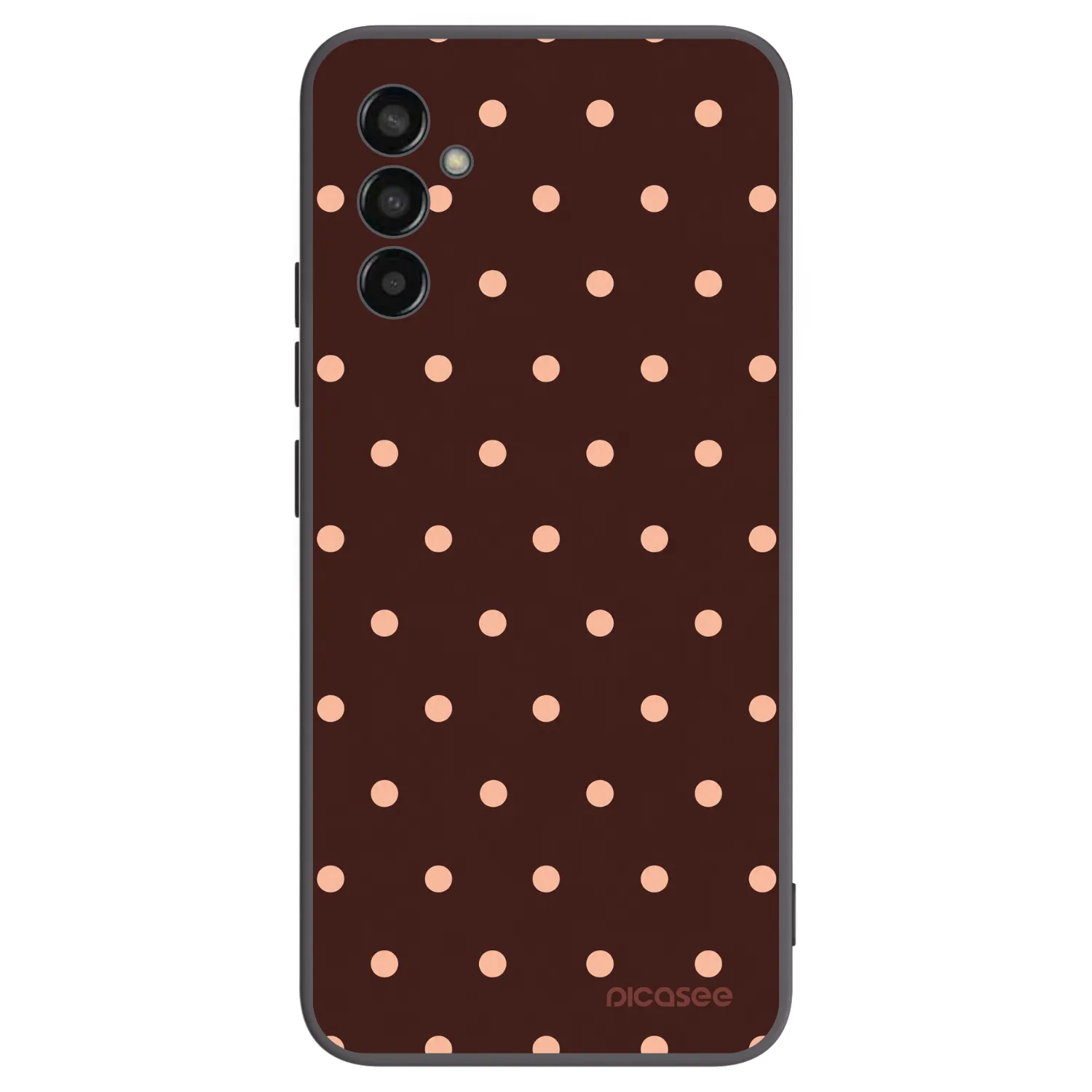 Picasee silikonowe czarne etui na Samsung Galaxy M13 M135F - Peach Dots & Chocolate