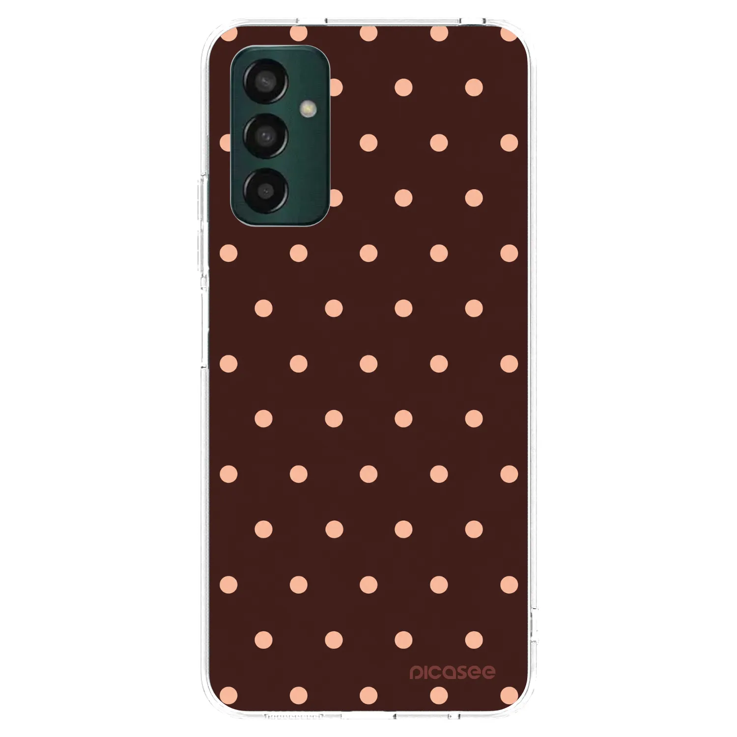 Picasee silikonowe przeźroczyste etui na Samsung Galaxy M13 M135F - Peach Dots & Chocolate