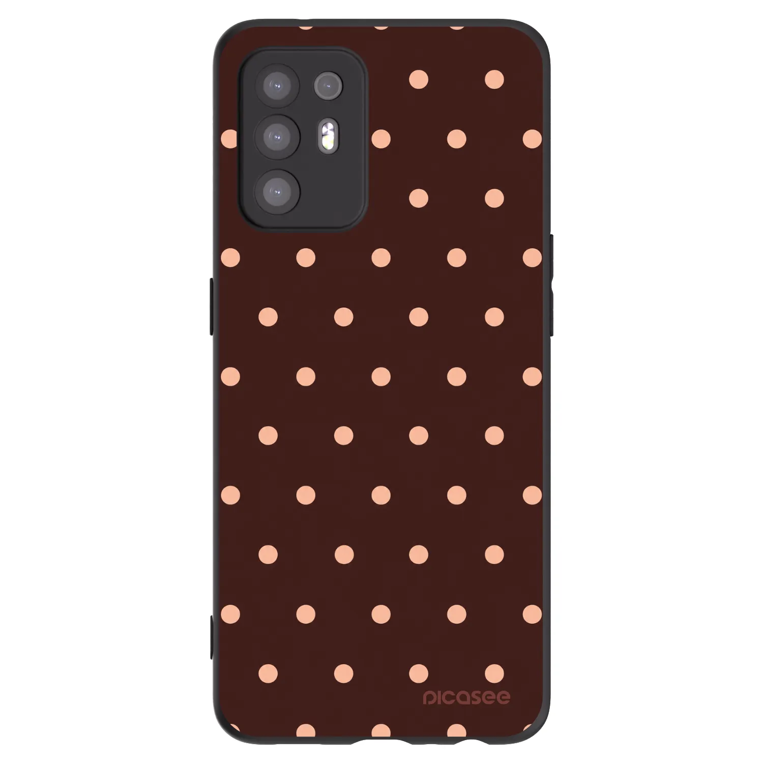 Picasee silikonowe czarne etui na OPPO A94 5G - Peach Dots & Chocolate