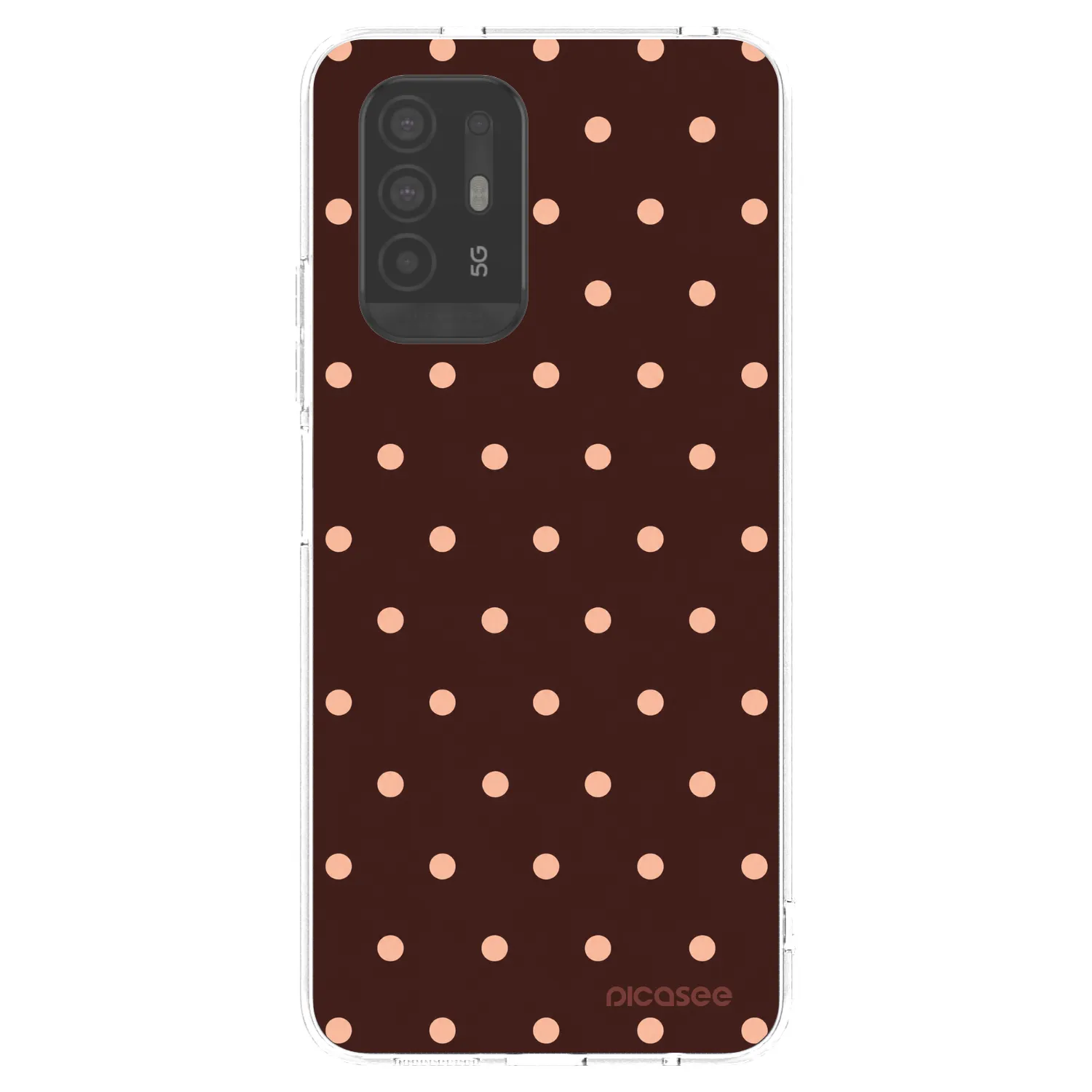 Picasee silikonowe przeźroczyste etui na OPPO A94 5G - Peach Dots & Chocolate