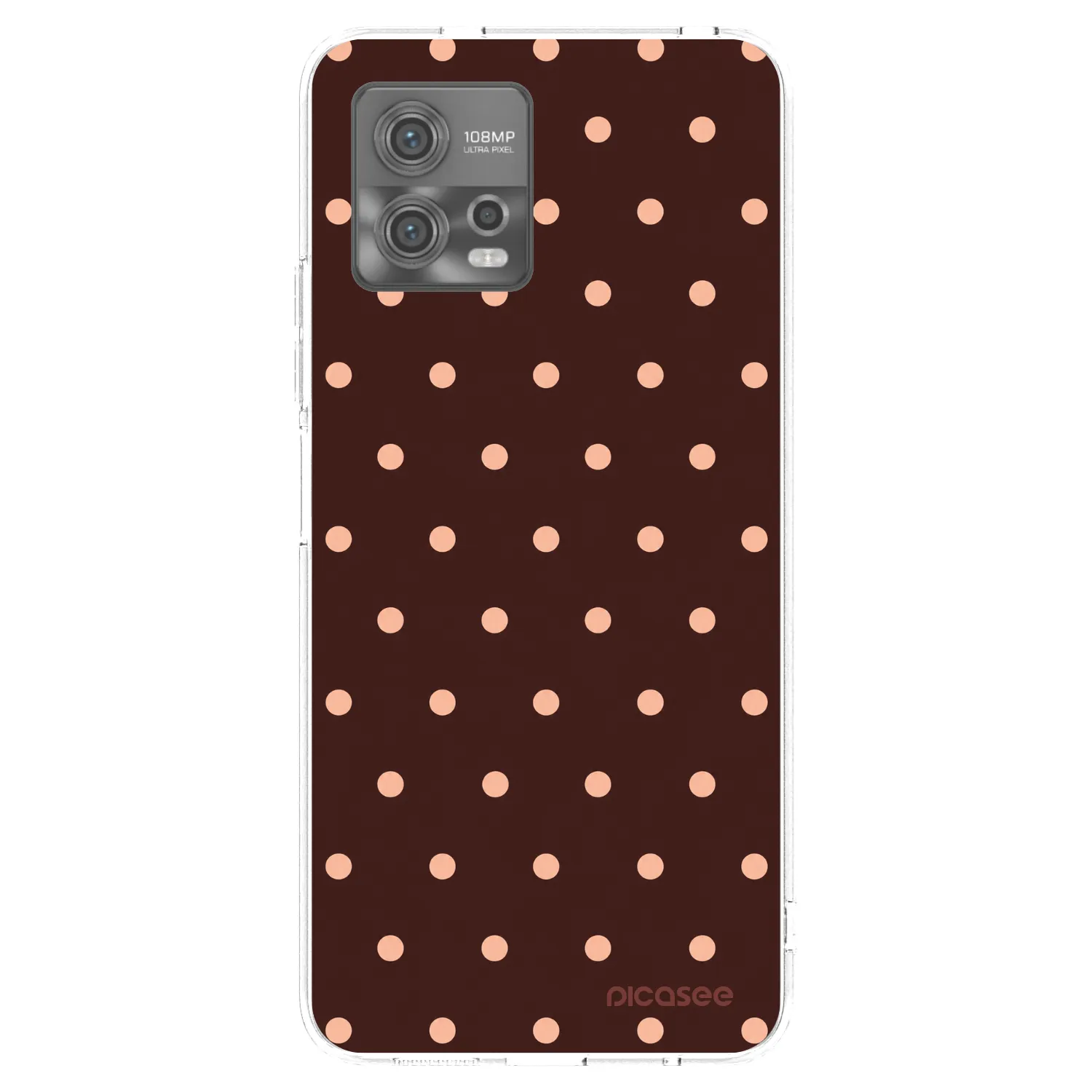 Picasee silikonowe przeźroczyste etui na Motorola Moto G72 - Peach Dots & Chocolate