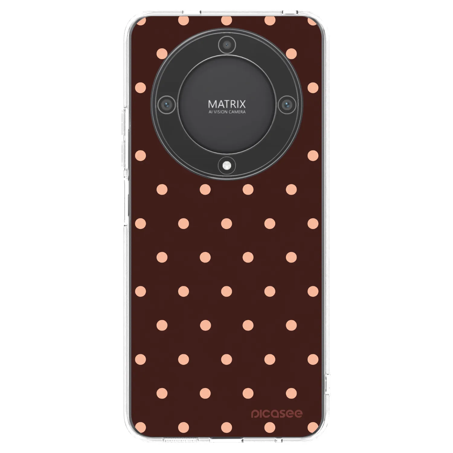Picasee silikonowe przeźroczyste etui na Honor Magic5 Lite 5G - Peach Dots & Chocolate