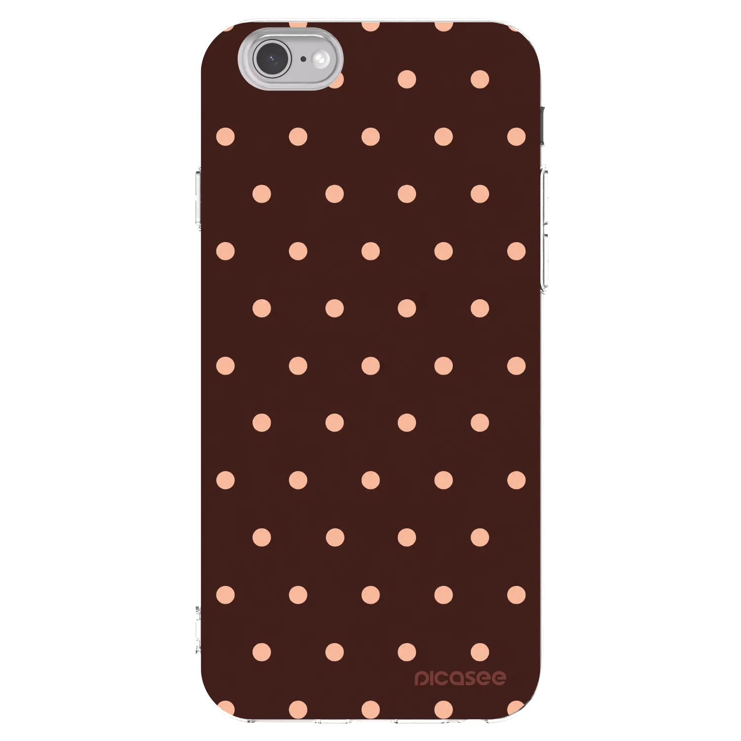 Picasee silikonowe przeźroczyste etui na Apple iPhone 6/6S - Peach Dots & Chocolate