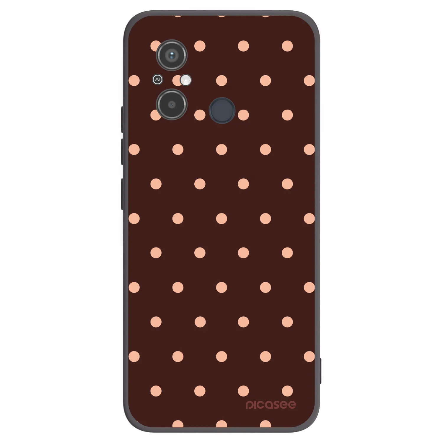 Picasee silikonowe czarne etui na Xiaomi Redmi 12C - Peach Dots & Chocolate