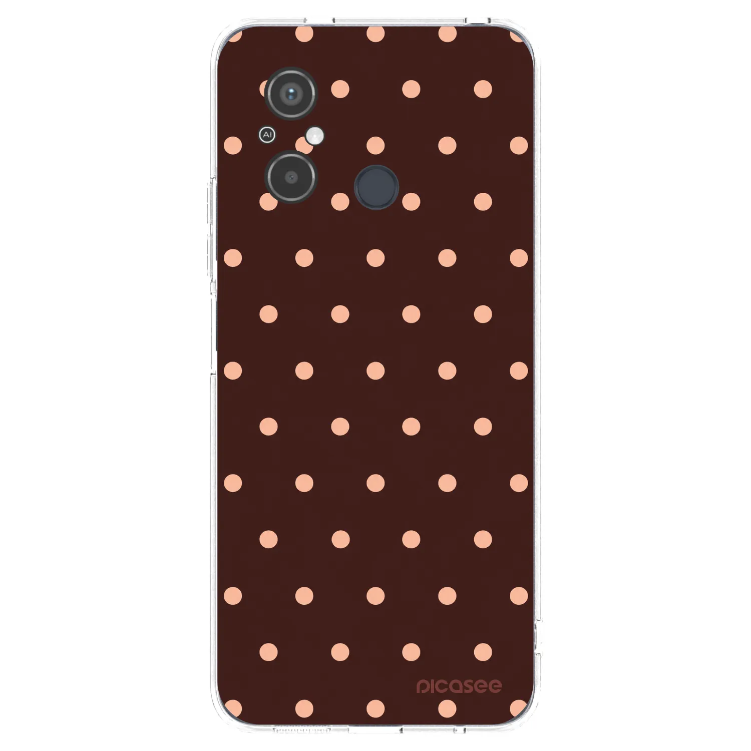 Picasee silikonowe przeźroczyste etui na Xiaomi Redmi 12C - Peach Dots & Chocolate