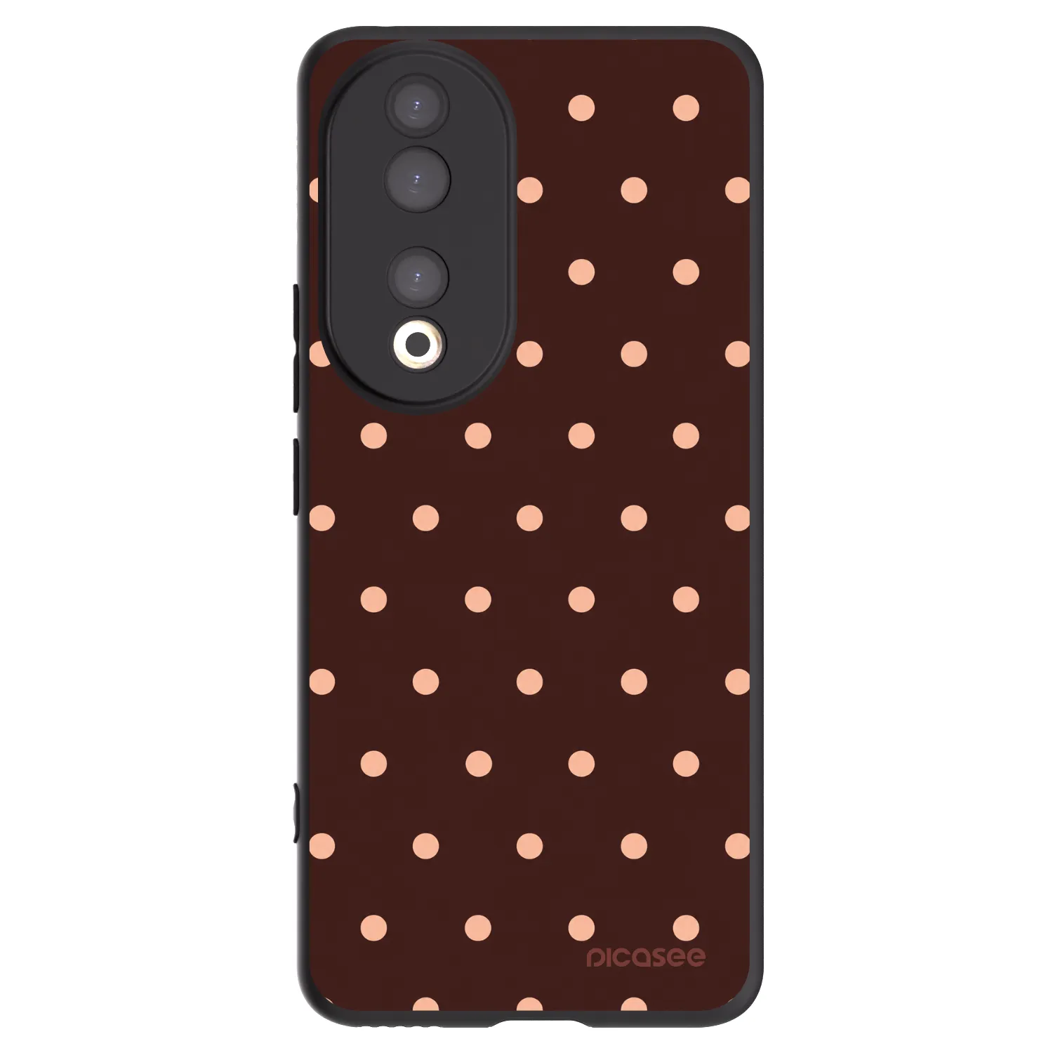 Picasee silikonowe czarne etui na Honor 90 5G - Peach Dots & Chocolate