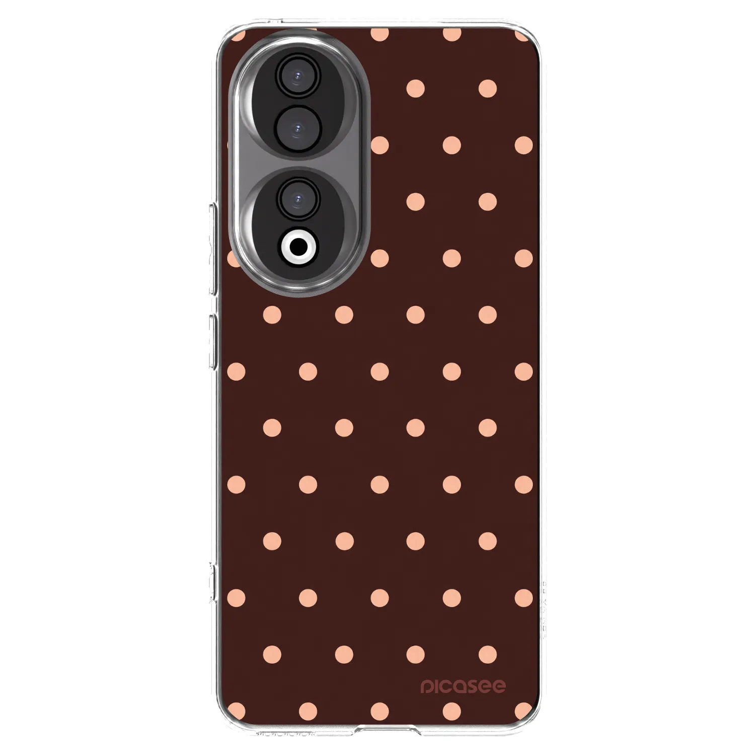 Picasee silikonowe przeźroczyste etui na Honor 90 5G - Peach Dots & Chocolate