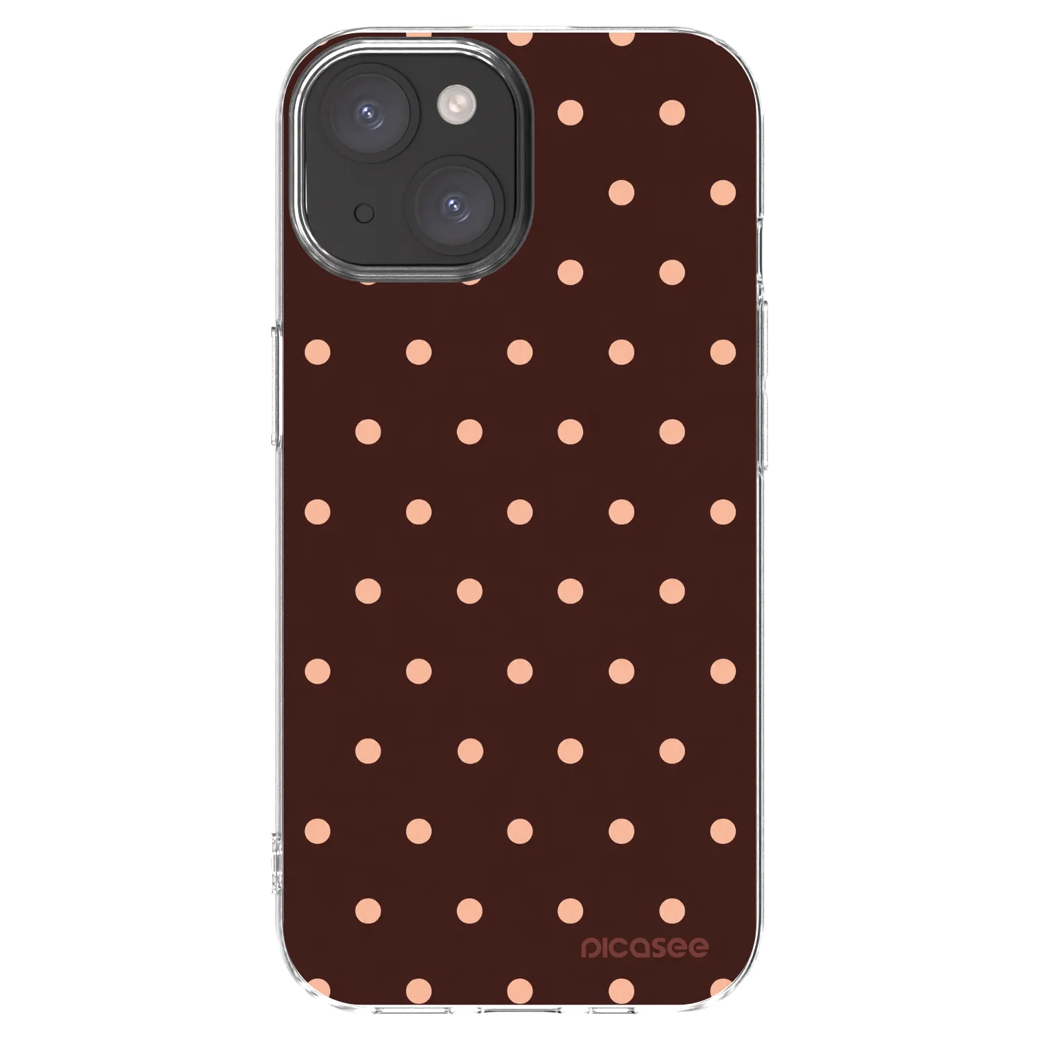 Picasee silikonowe przeźroczyste etui na Apple iPhone 15 - Peach Dots & Chocolate