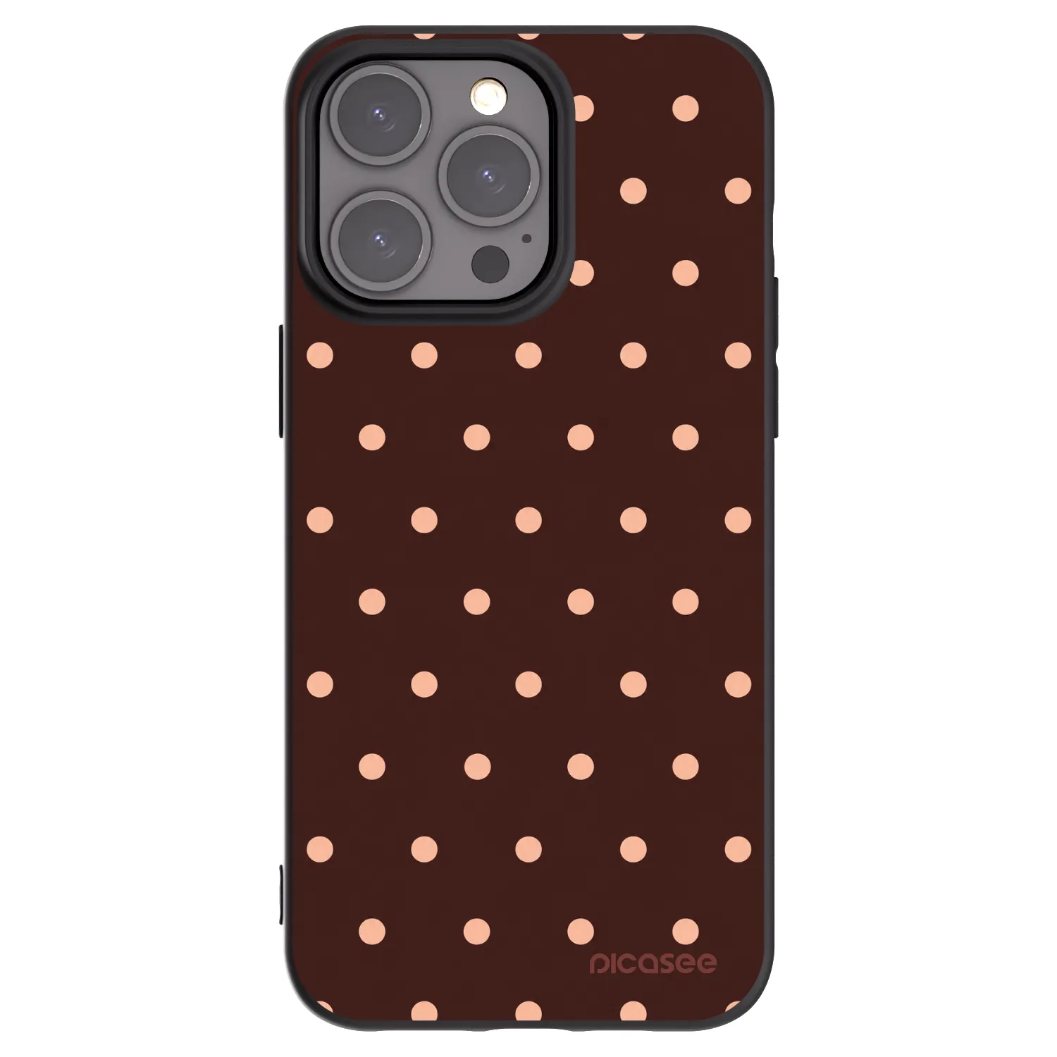 Picasee silikonowe czarne etui na Apple iPhone 15 Pro Max - Peach Dots & Chocolate
