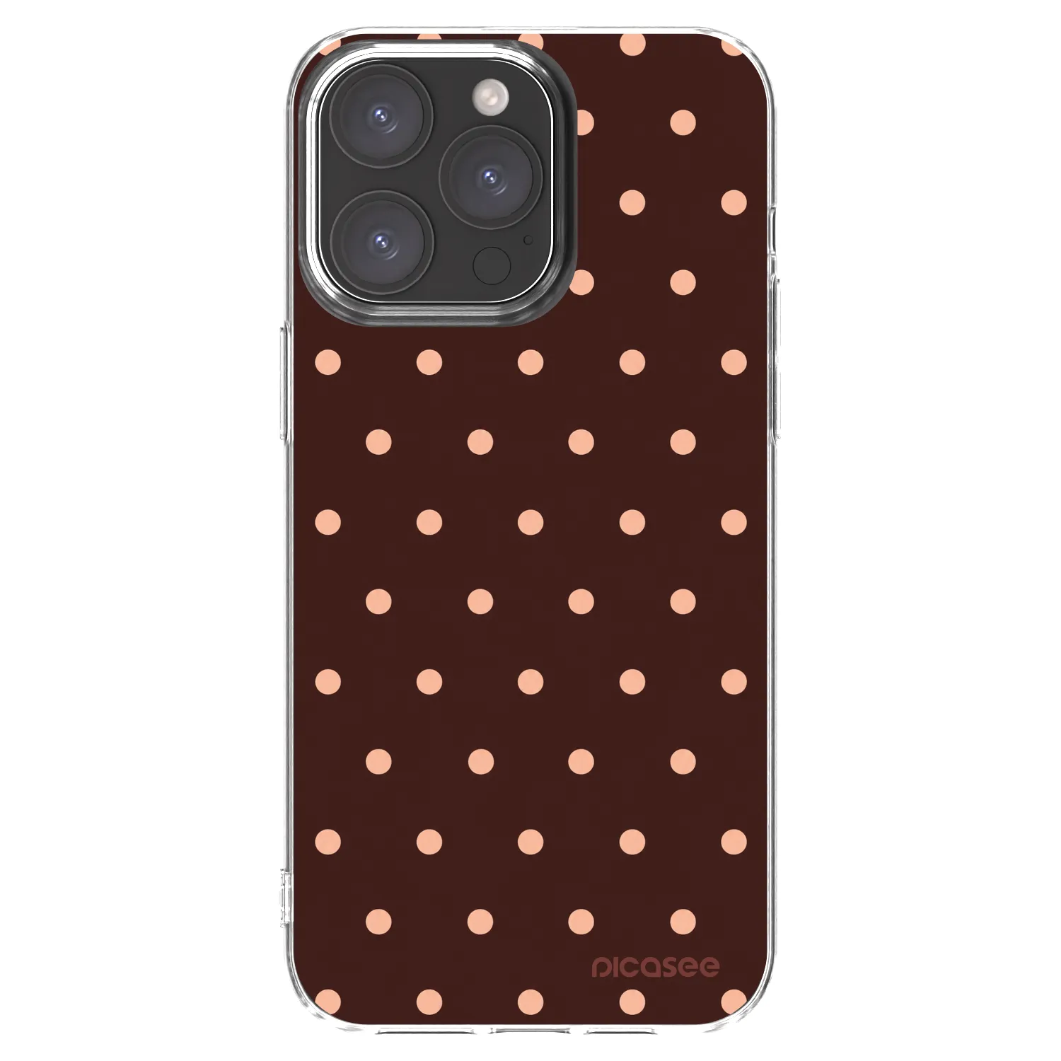 Picasee silikonowe przeźroczyste etui na Apple iPhone 15 Pro Max - Peach Dots & Chocolate