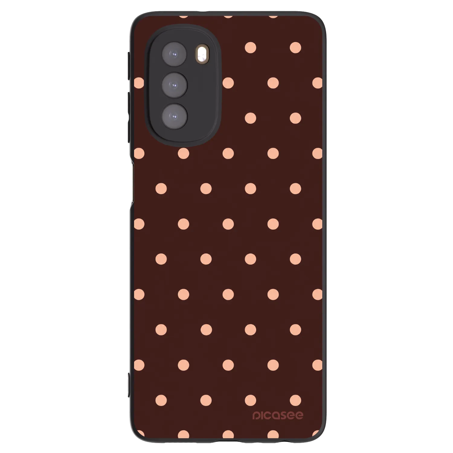 Picasee silikonowe czarne etui na Motorola Moto G51 - Peach Dots & Chocolate