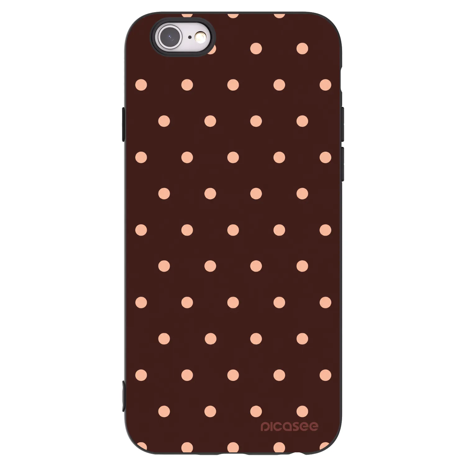 Picasee silikonowe czarne etui na Apple iPhone 6/6S - Peach Dots & Chocolate