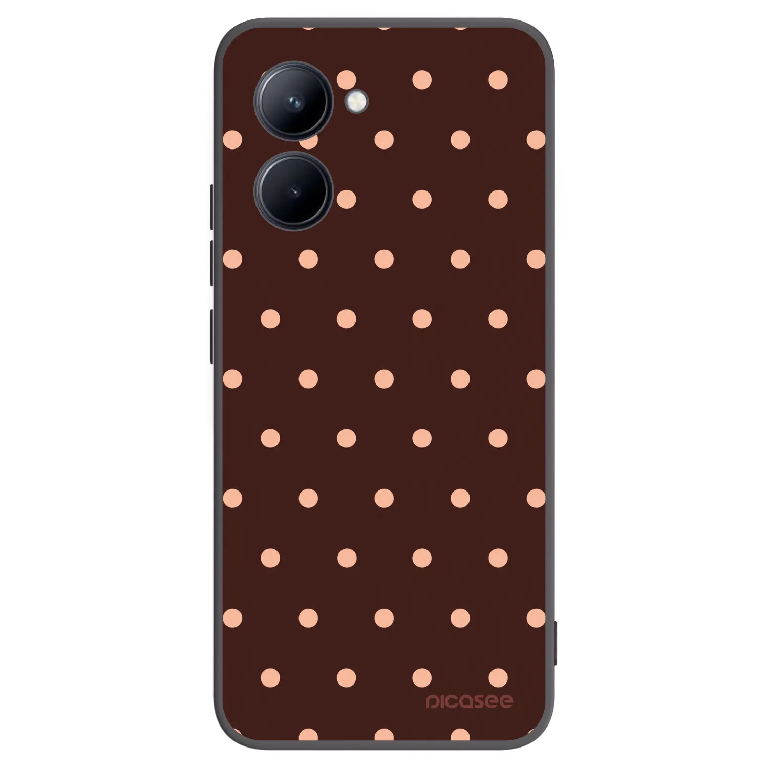 Picasee silikonowe czarne etui na Realme C33 (2023) - Peach Dots & Chocolate