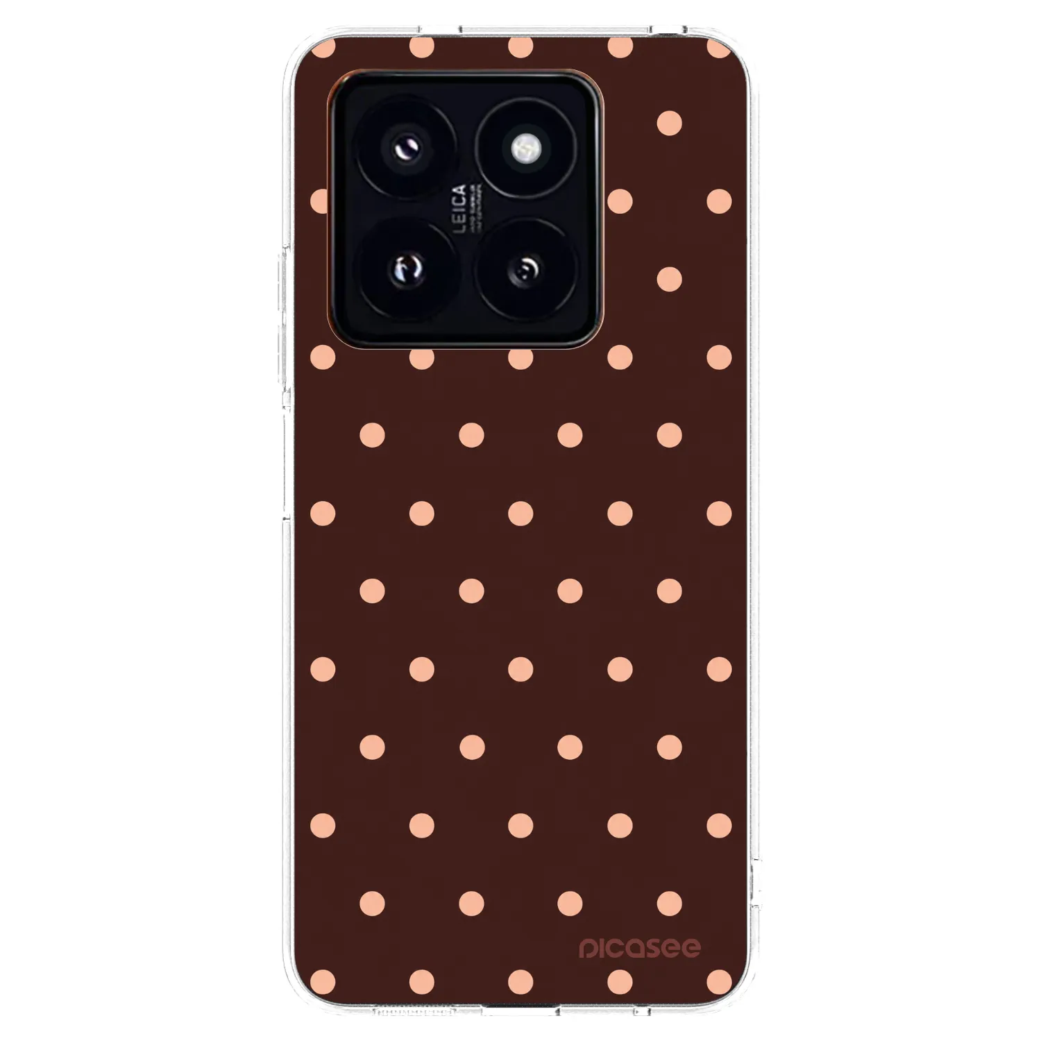 Picasee silikonowe przeźroczyste etui na Xiaomi 14 Pro - Peach Dots & Chocolate