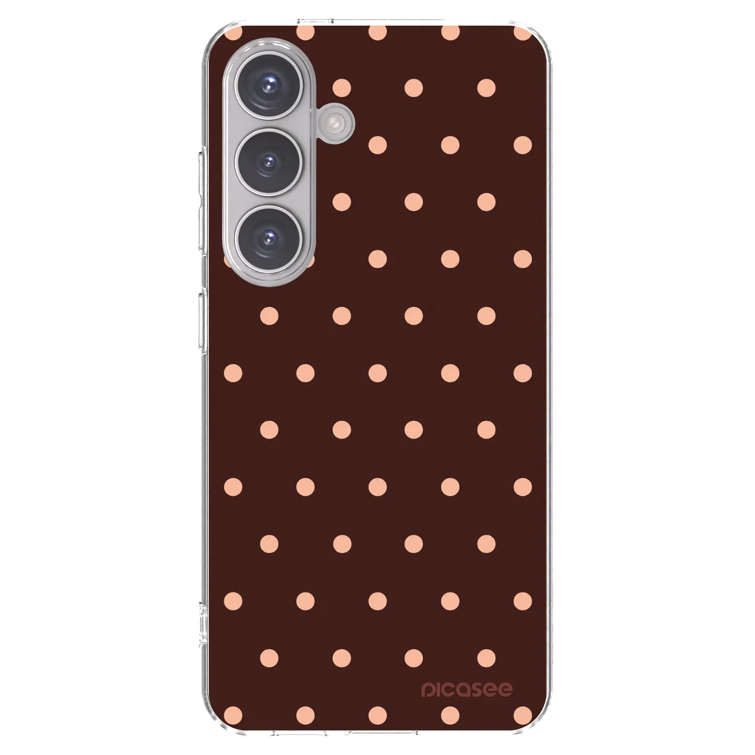 Picasee silikonowe przeźroczyste etui na Samsung Galaxy S24 S921B 5G - Peach Dots & Chocolate