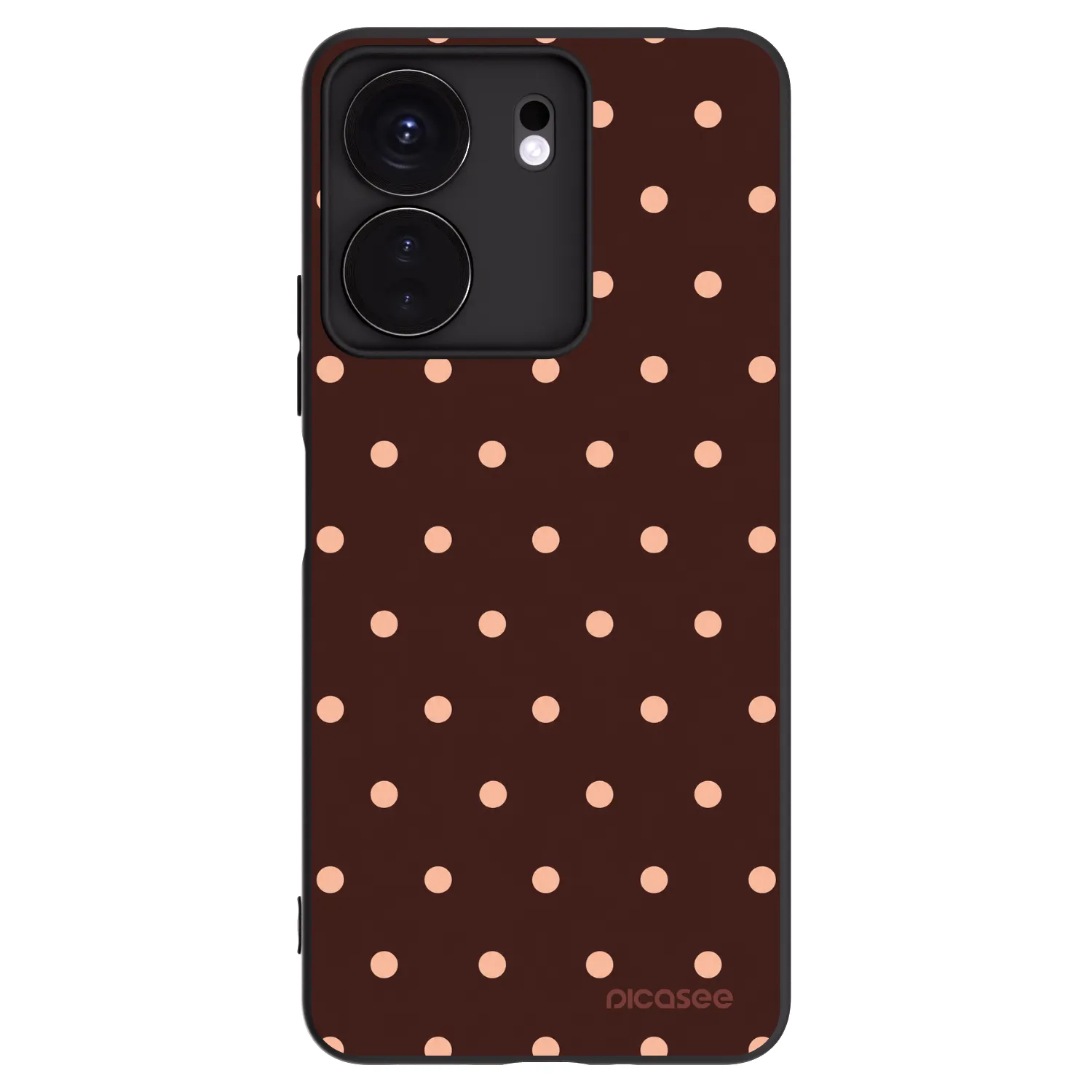 Picasee silikonowe czarne etui na Xiaomi Redmi 13C 4G - Peach Dots & Chocolate