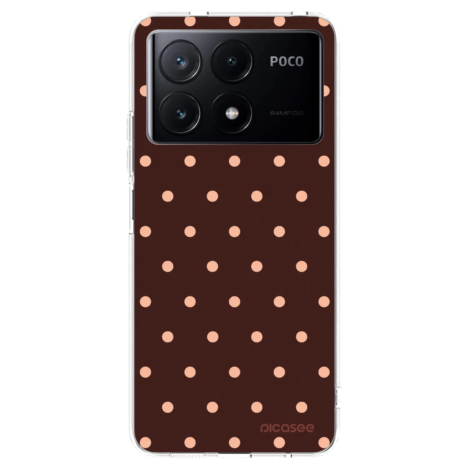 Picasee silikonowe przeźroczyste etui na Xiaomi Poco X6 Pro - Peach Dots & Chocolate