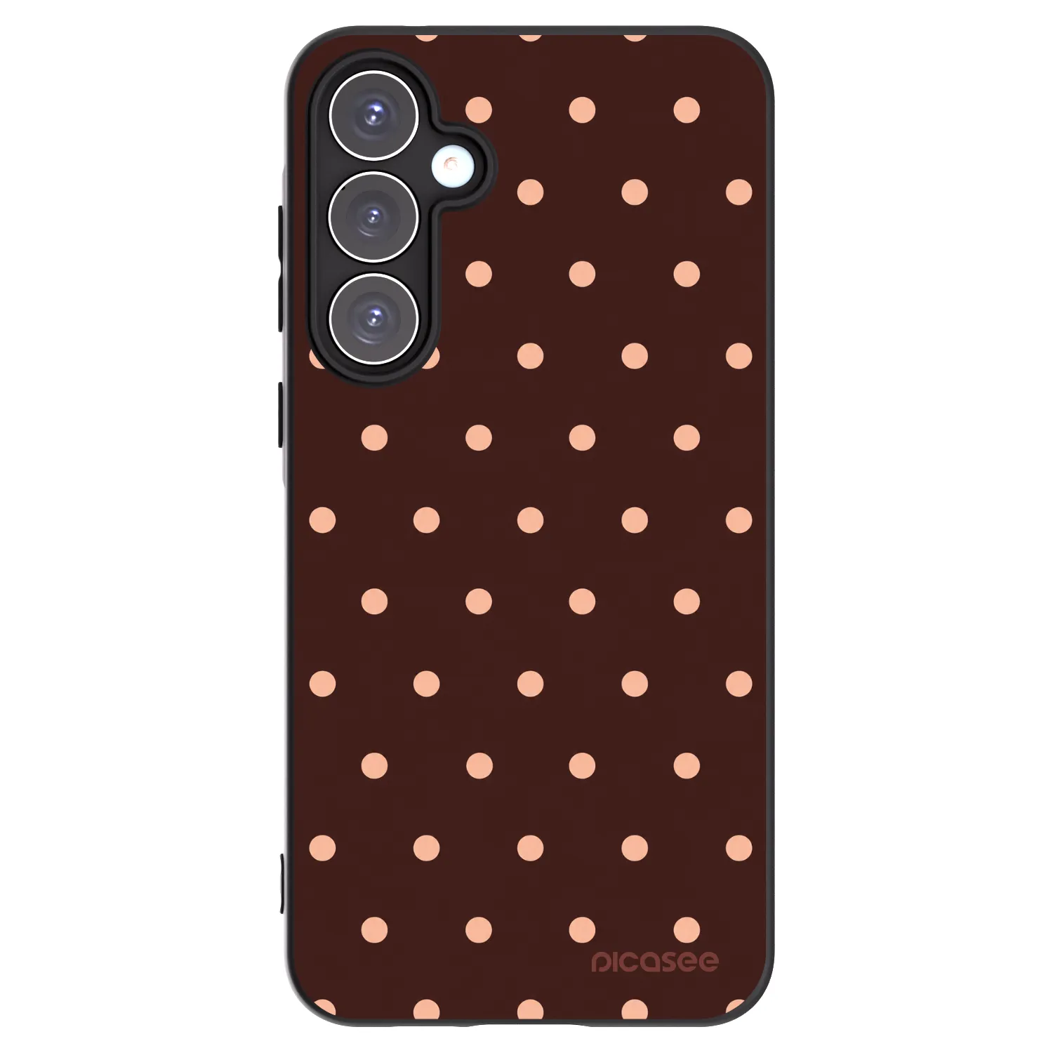 Picasee silikonowe czarne etui na Samsung Galaxy A55 5G A556B - Peach Dots & Chocolate