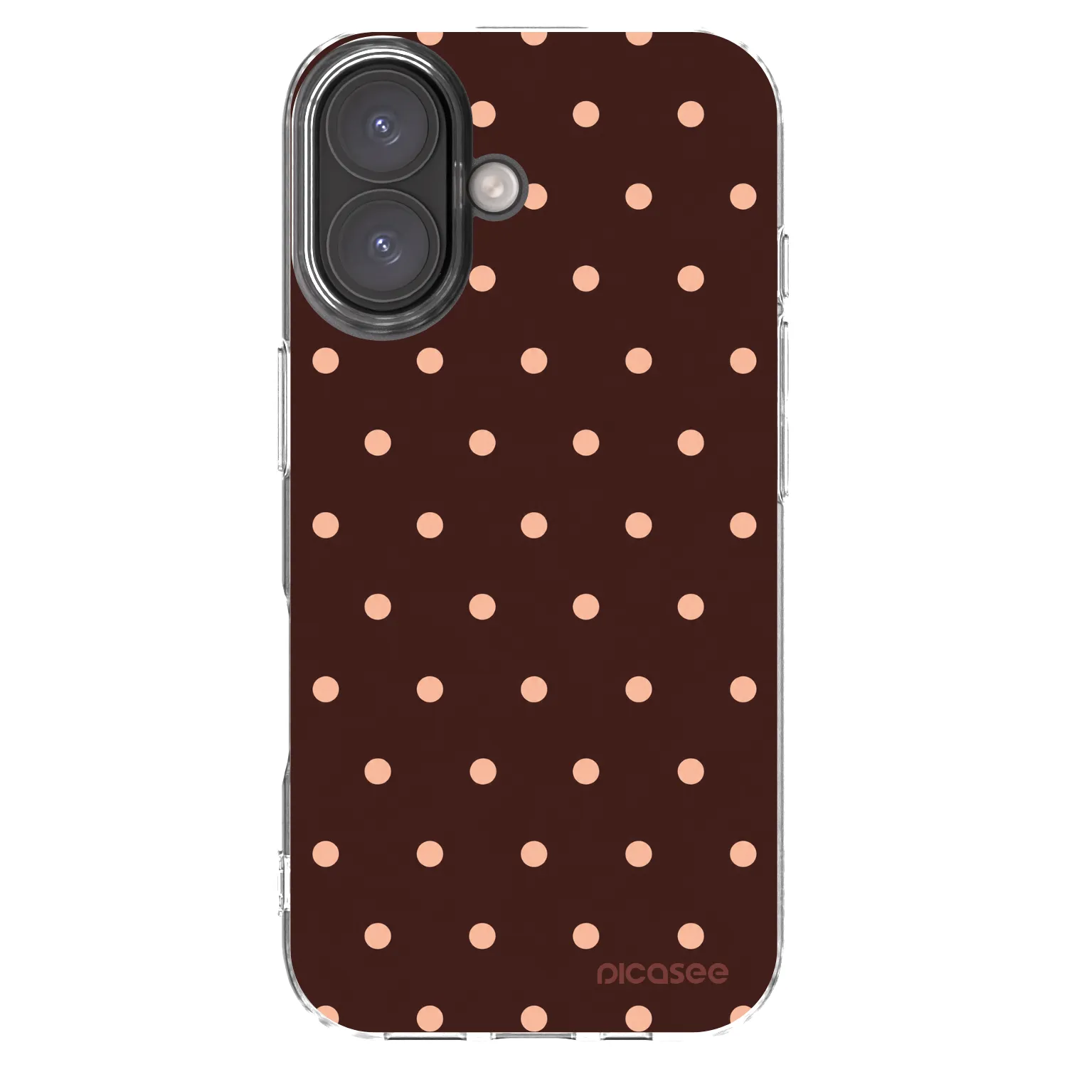 Picasee silikonowe przeźroczyste etui na Apple iPhone 16 - Peach Dots & Chocolate