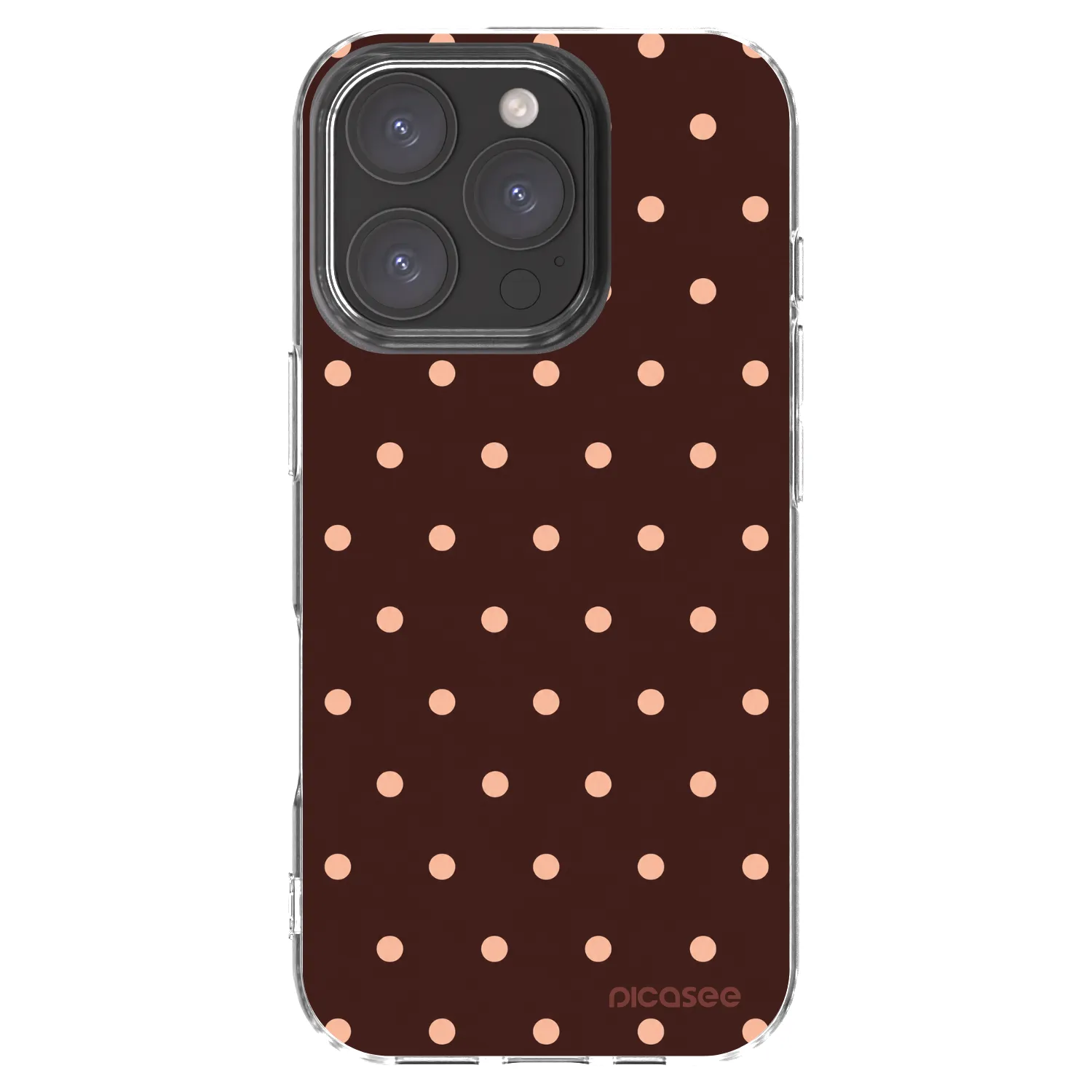 Picasee silikonowe przeźroczyste etui na Apple iPhone 16 Pro - Peach Dots & Chocolate