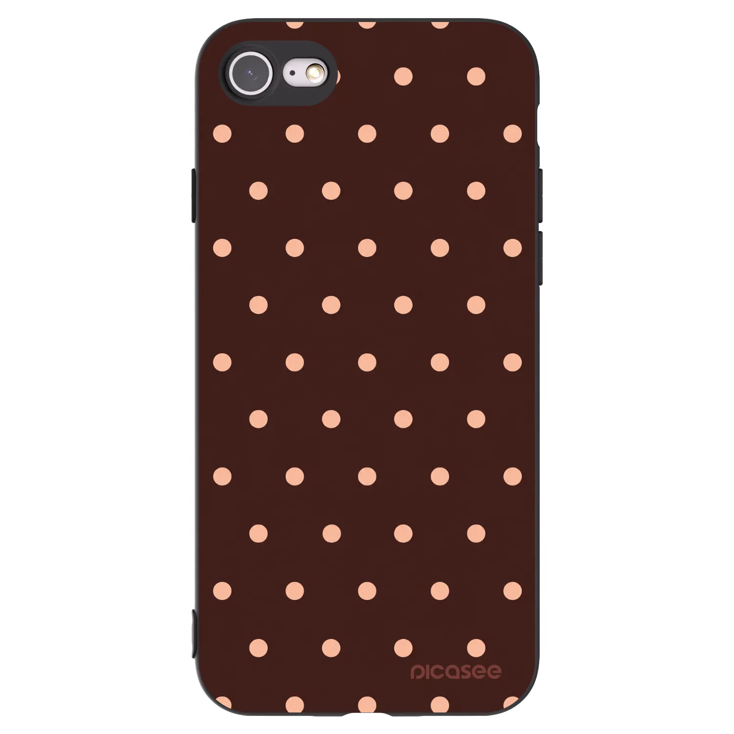 Picasee silikonowe czarne etui na Apple iPhone 8 - Peach Dots & Chocolate