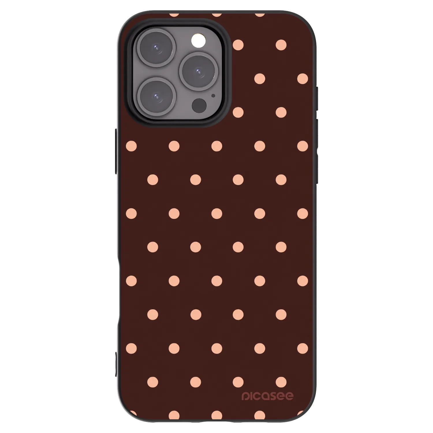 Picasee silikonowe czarne etui na Apple iPhone 16 Pro Max - Peach Dots & Chocolate
