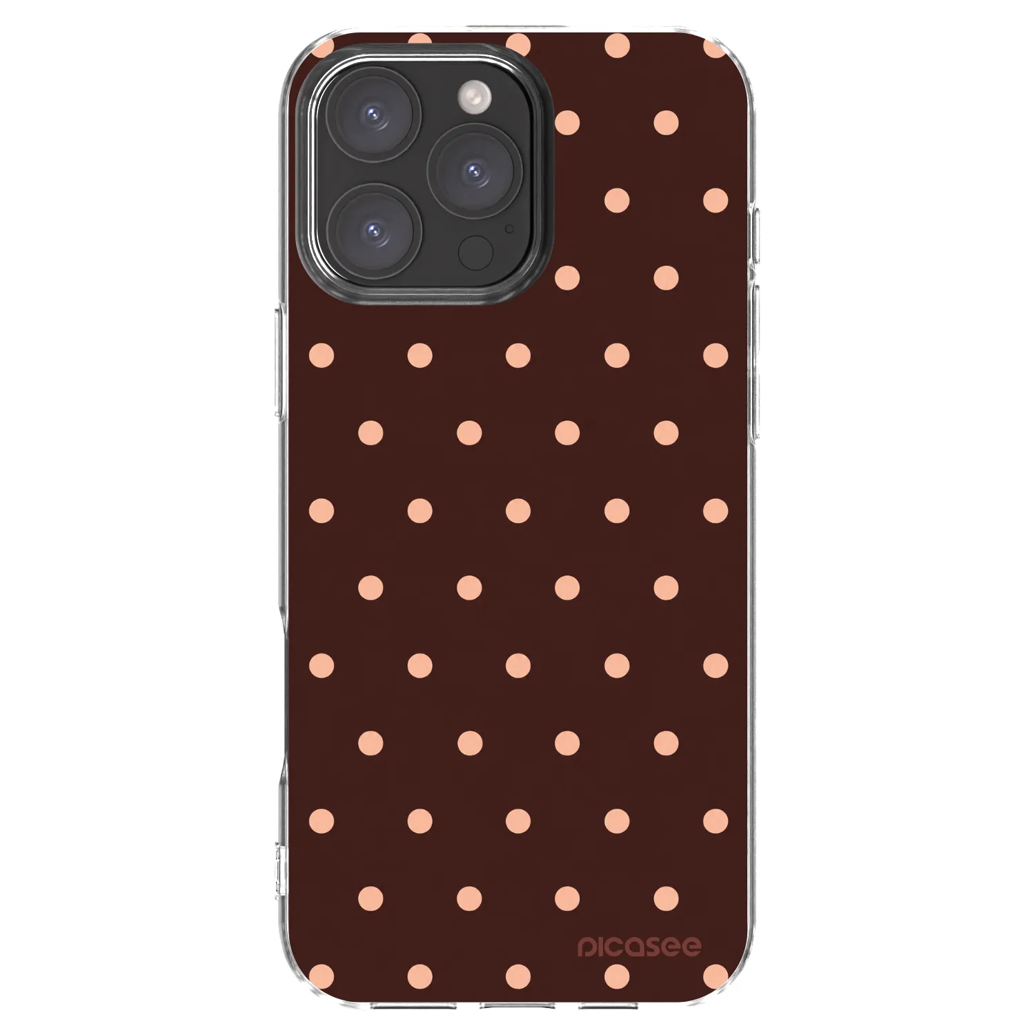 Picasee silikonowe przeźroczyste etui na Apple iPhone 16 Pro Max - Peach Dots & Chocolate
