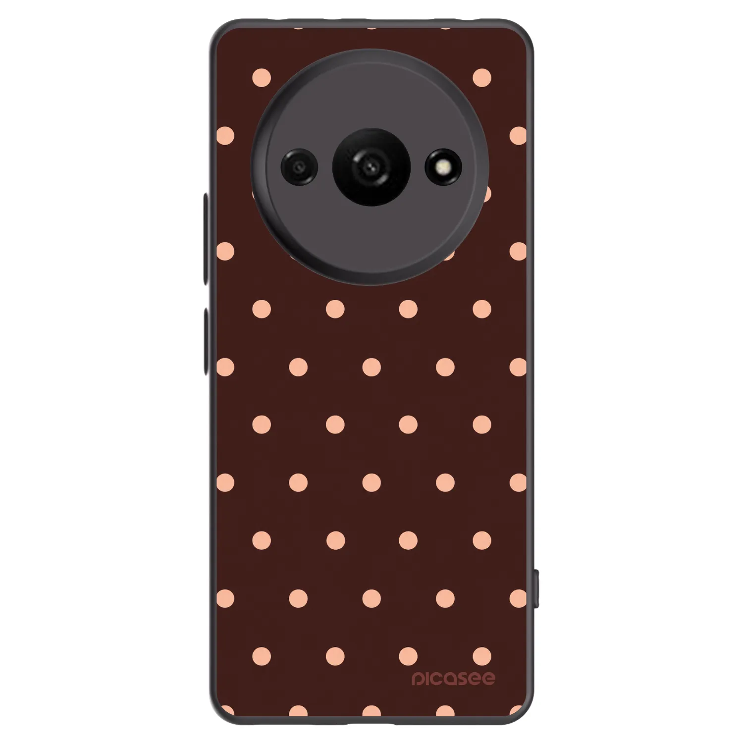 Picasee silikonowe czarne etui na Xiaomi Redmi A3 - Peach Dots & Chocolate