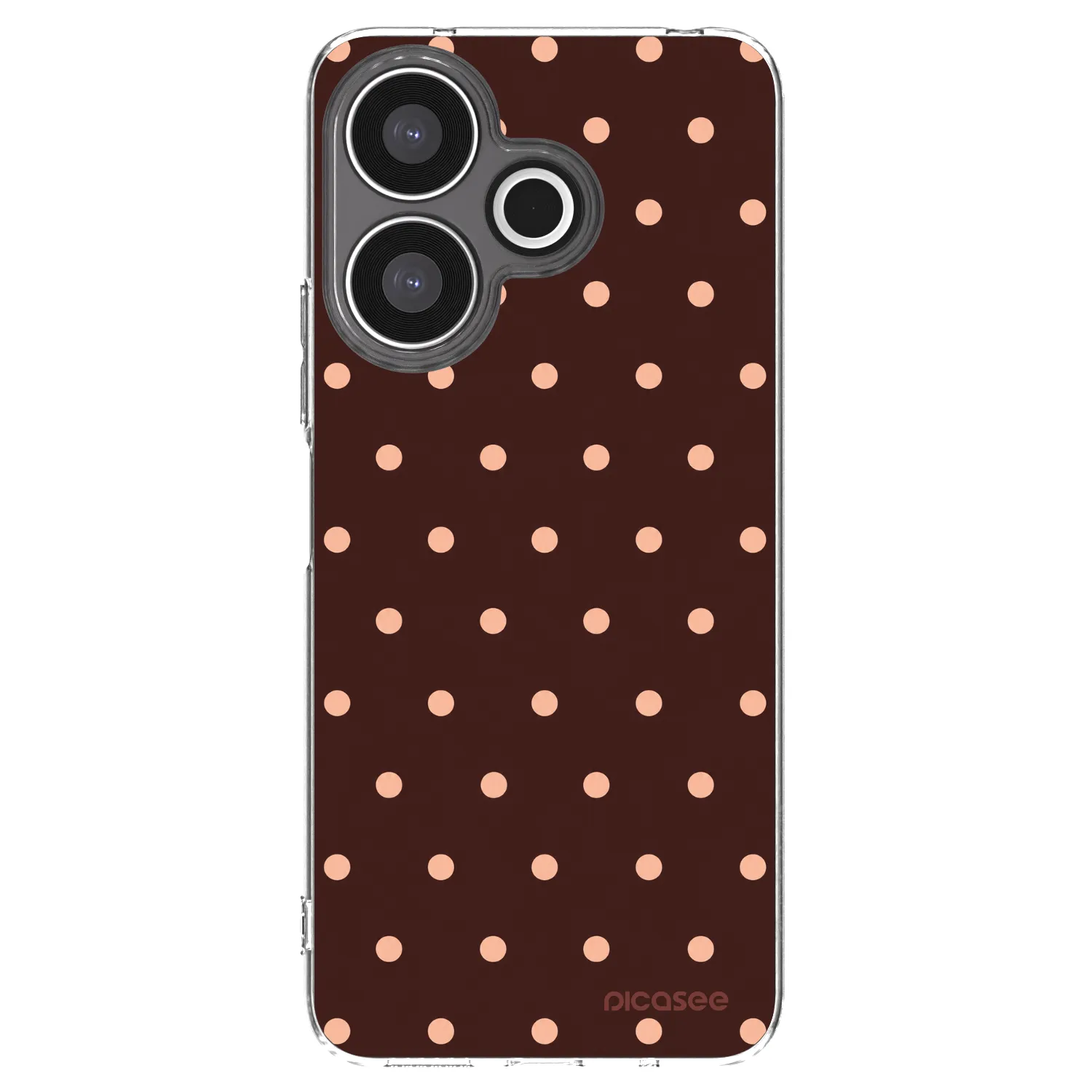 Picasee silikonowe przeźroczyste etui na Xiaomi Redmi 13 4G - Peach Dots & Chocolate