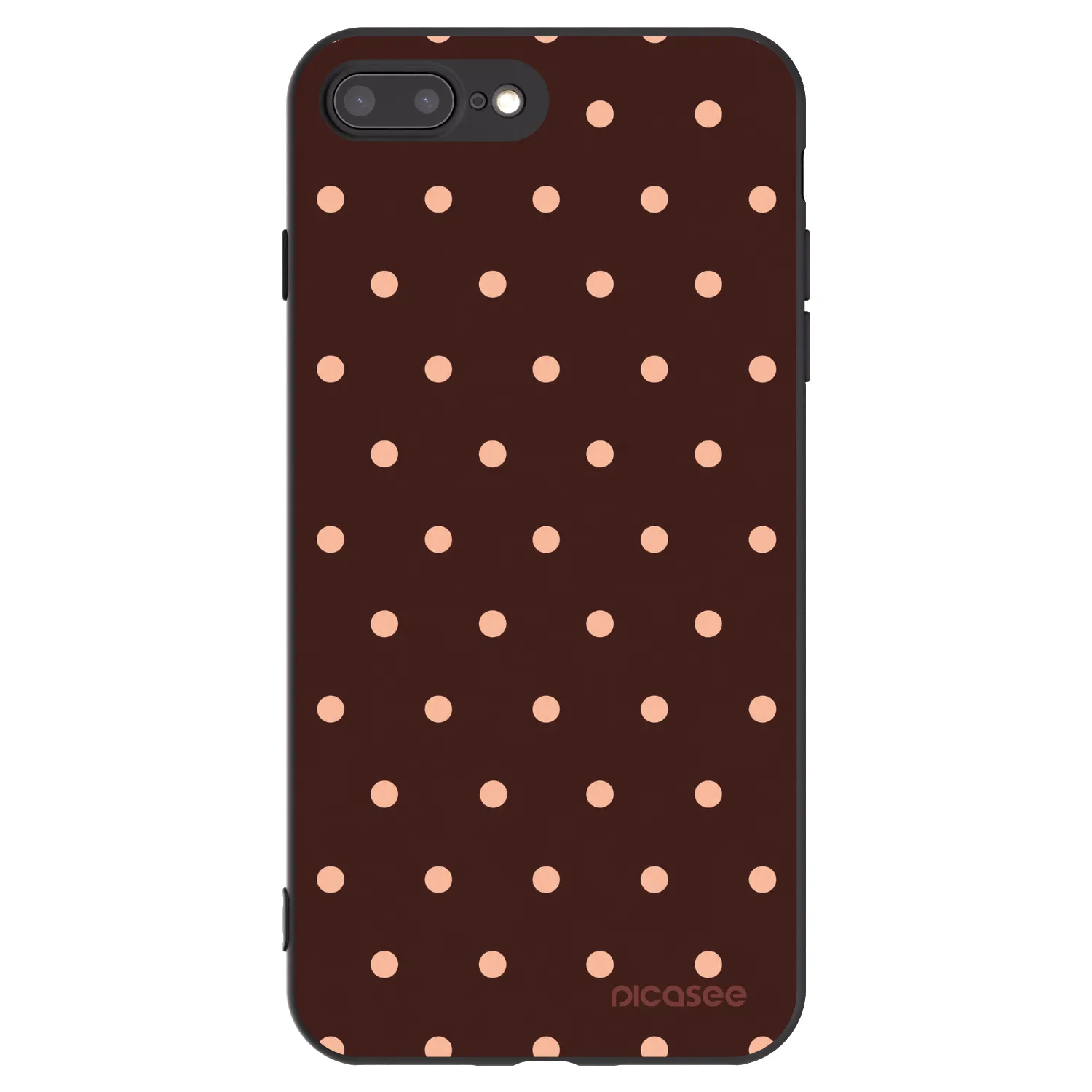 Picasee silikonowe czarne etui na Apple iPhone 7 Plus - Peach Dots & Chocolate