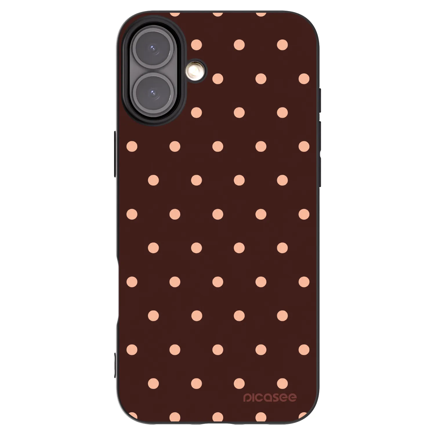 Picasee silikonowe czarne etui na Apple iPhone 16 Plus - Peach Dots & Chocolate