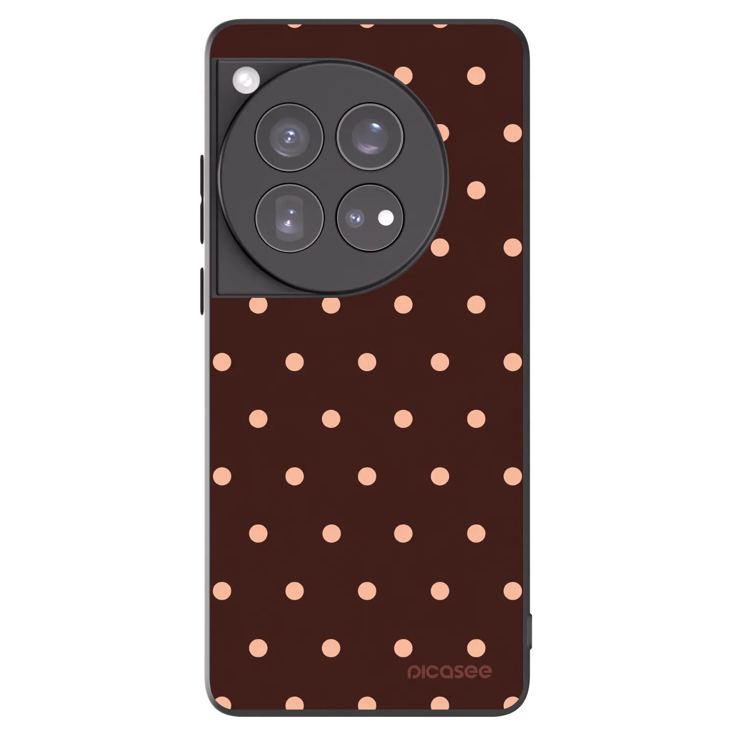 Picasee silikonowe czarne etui na OnePlus 12 5G - Peach Dots & Chocolate