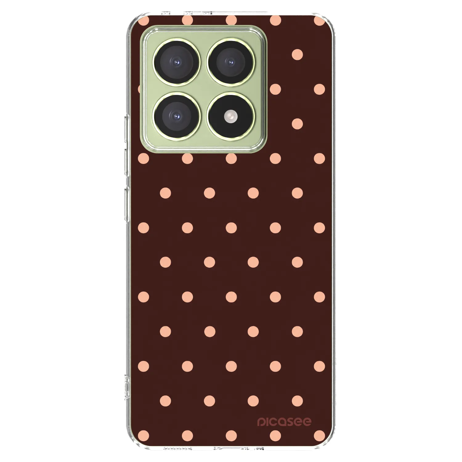 Picasee silikonowe przeźroczyste etui na Xiaomi 14T - Peach Dots & Chocolate