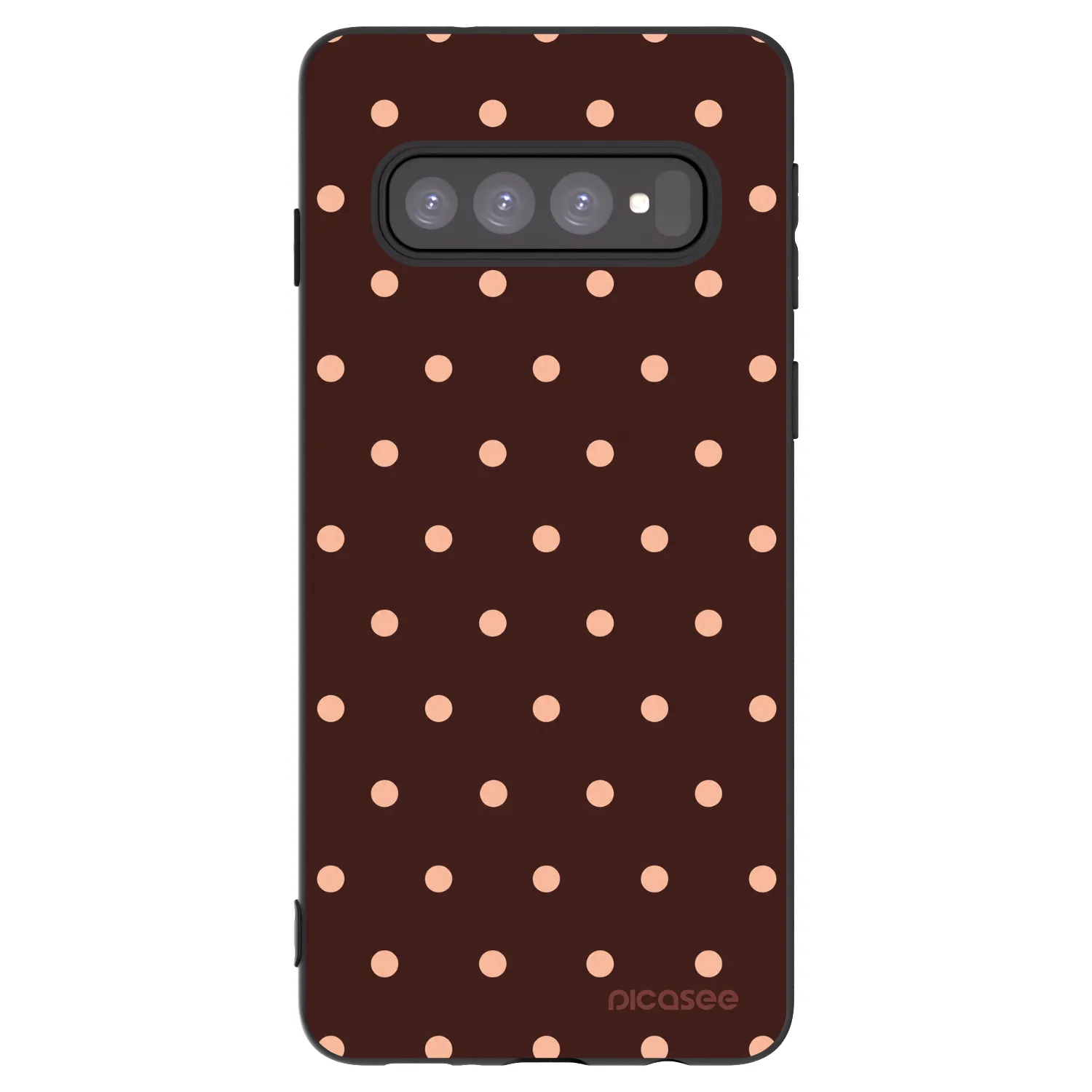 Picasee silikonowe czarne etui na Samsung Galaxy S10 G973 - Peach Dots & Chocolate