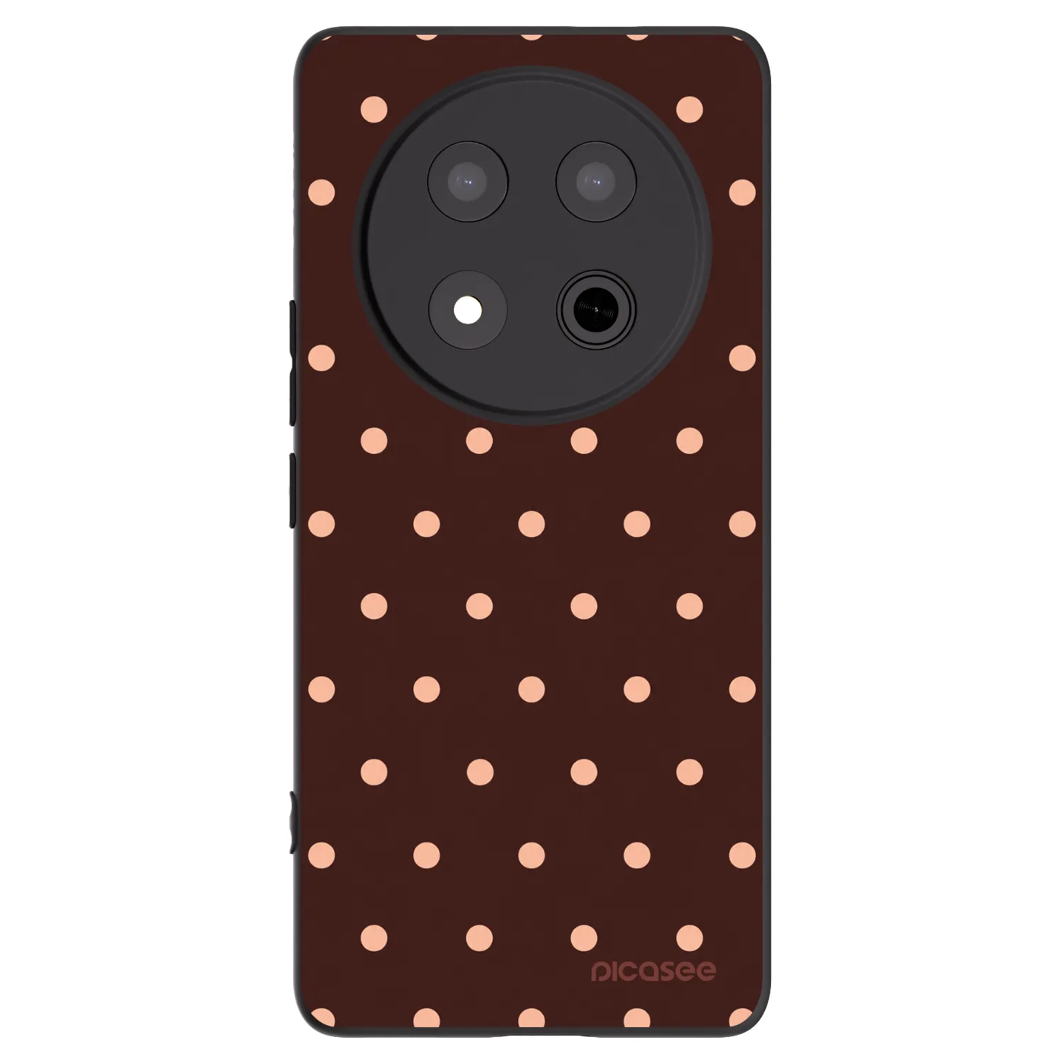 Picasee silikonowe czarne etui na Honor Magic7 Lite 5G - Peach Dots & Chocolate