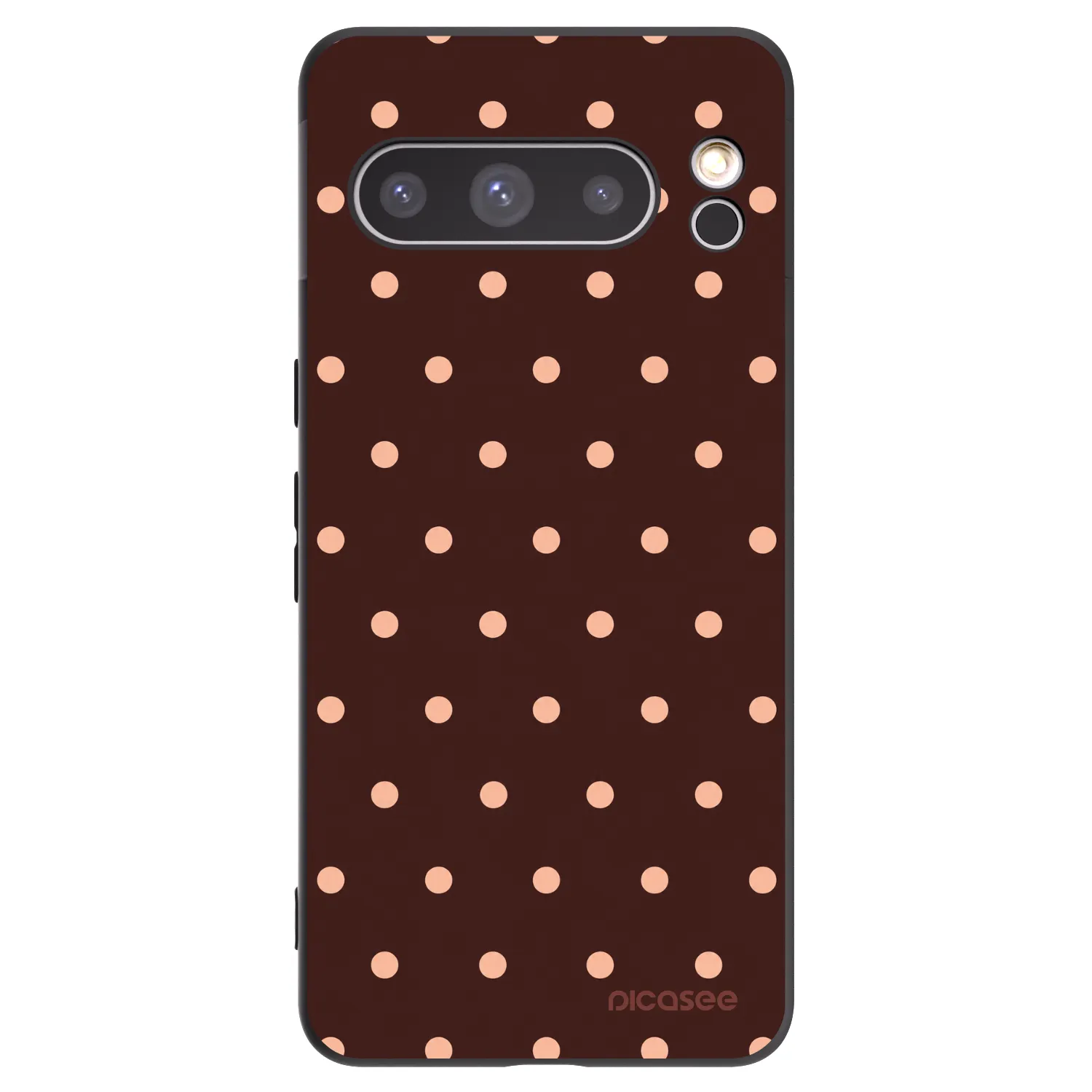 Picasee silikonowe czarne etui na Google Pixel 8 Pro - Peach Dots & Chocolate