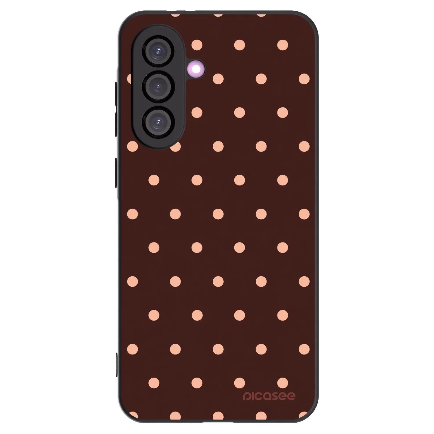Picasee silikonowe czarne etui na Samsung Galaxy A56 5G A566B - Peach Dots & Chocolate