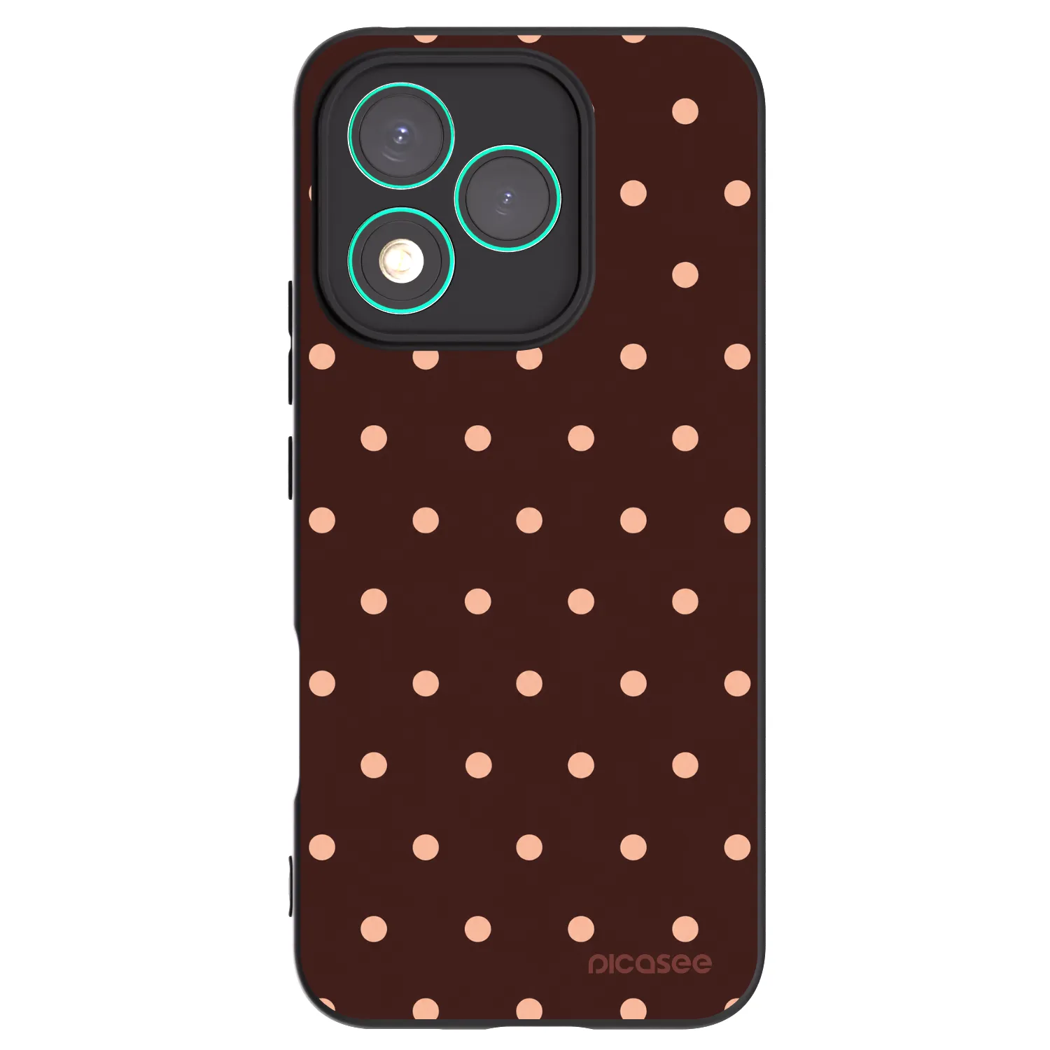 Picasee silikonowe czarne etui na Honor 400 Lite 5G - Peach Dots & Chocolate