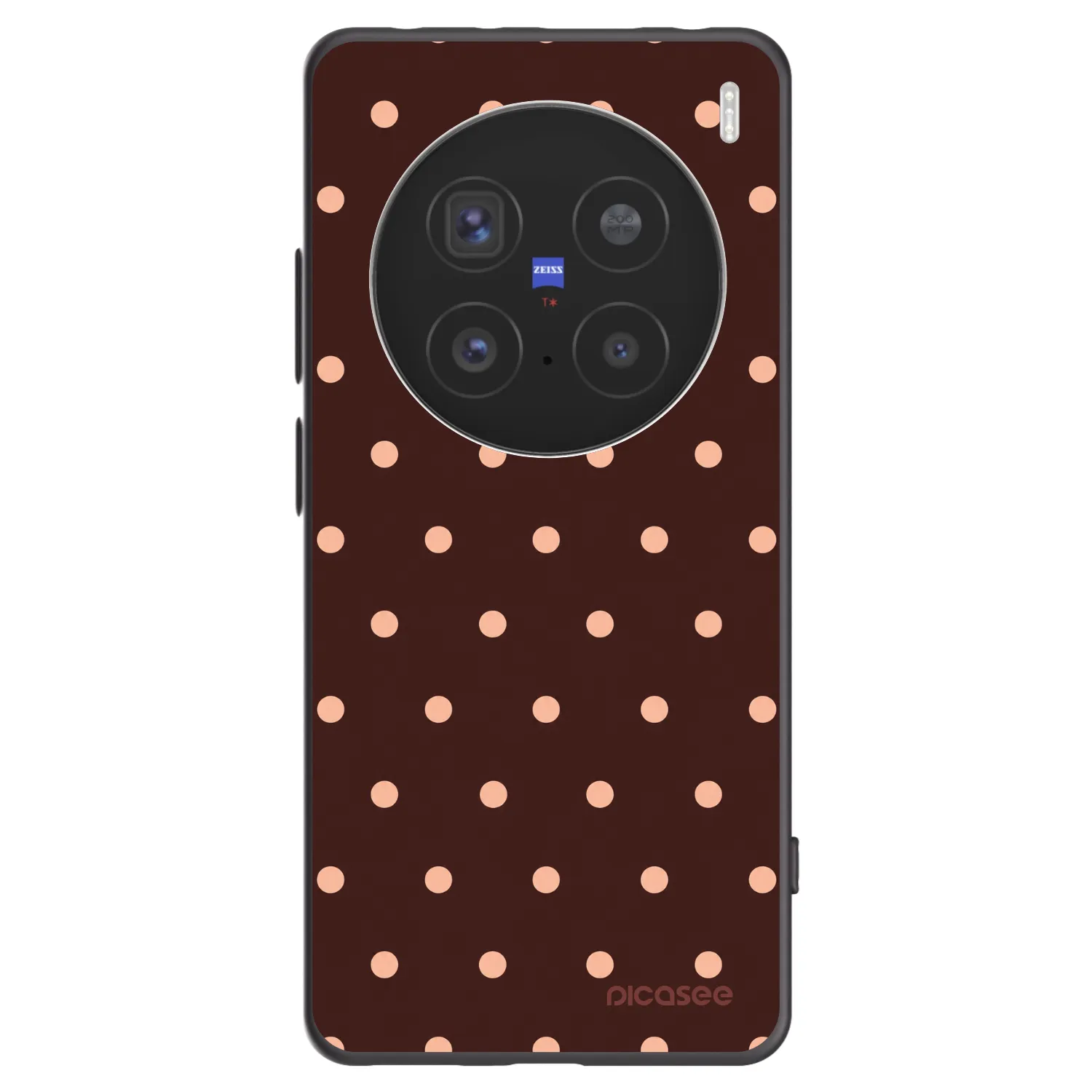 Picasee silikonowe czarne etui na Vivo X200 Pro - Peach Dots & Chocolate