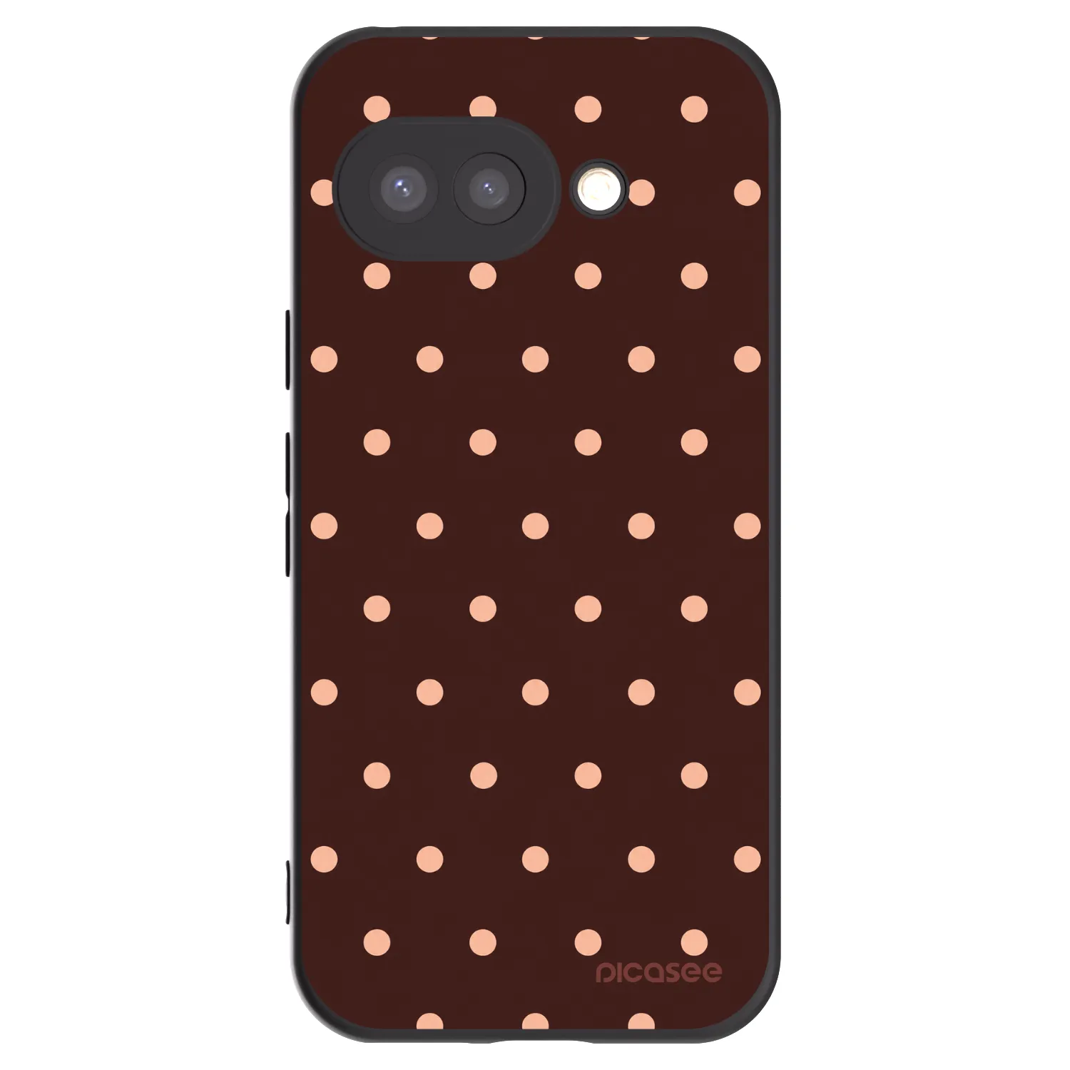 Picasee silikonowe czarne etui na Google Pixel 9a - Peach Dots & Chocolate